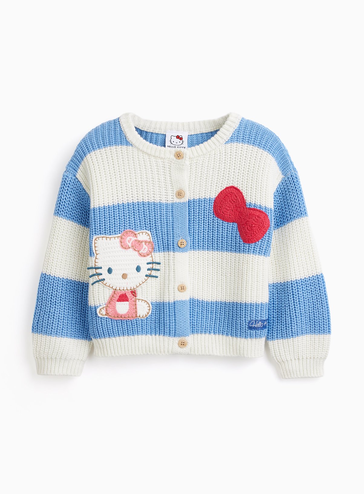 Blue Striped Hello Kitty Knitted Cardigan