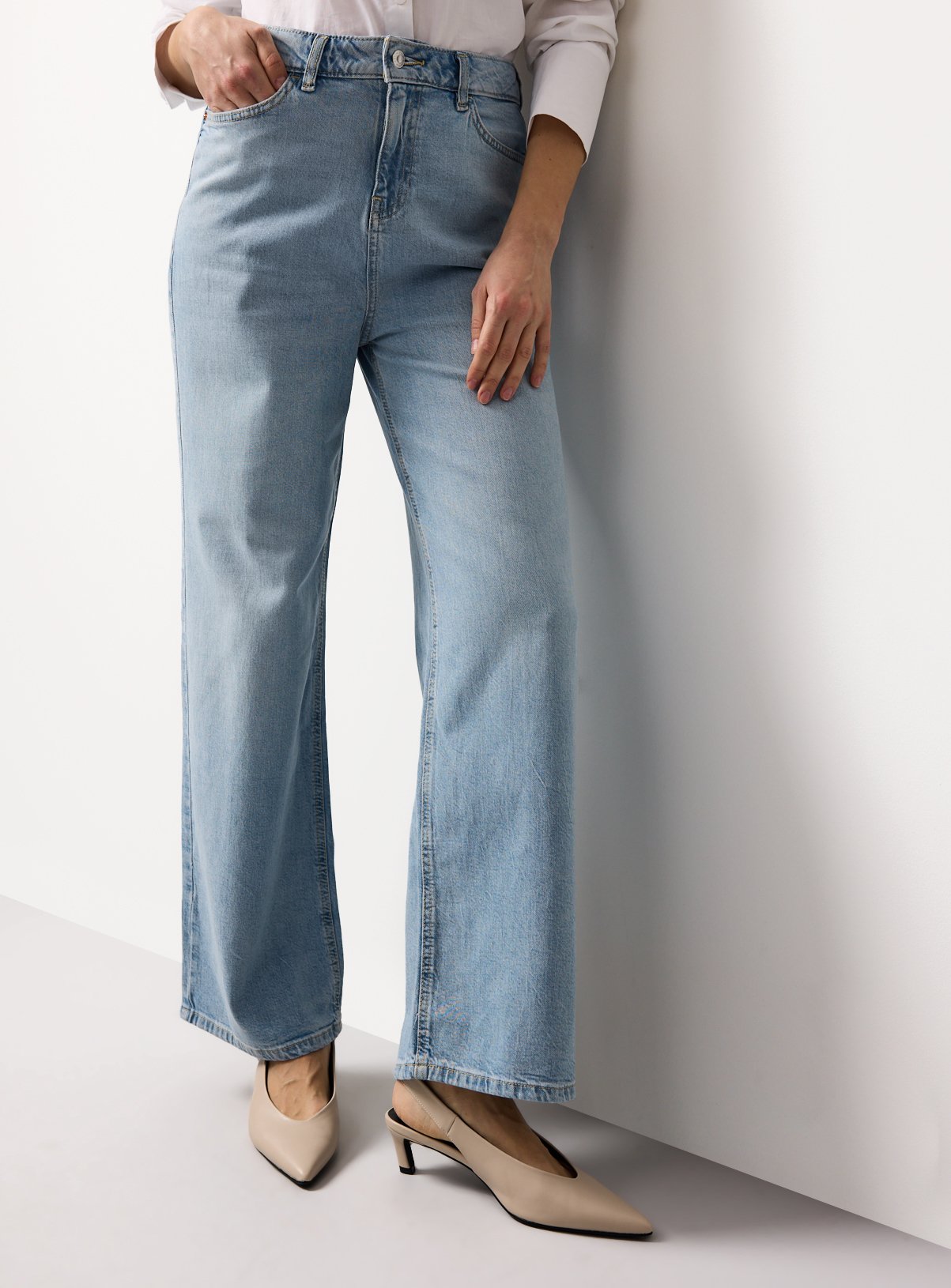 Light Denim Wide Leg Jeans 10S