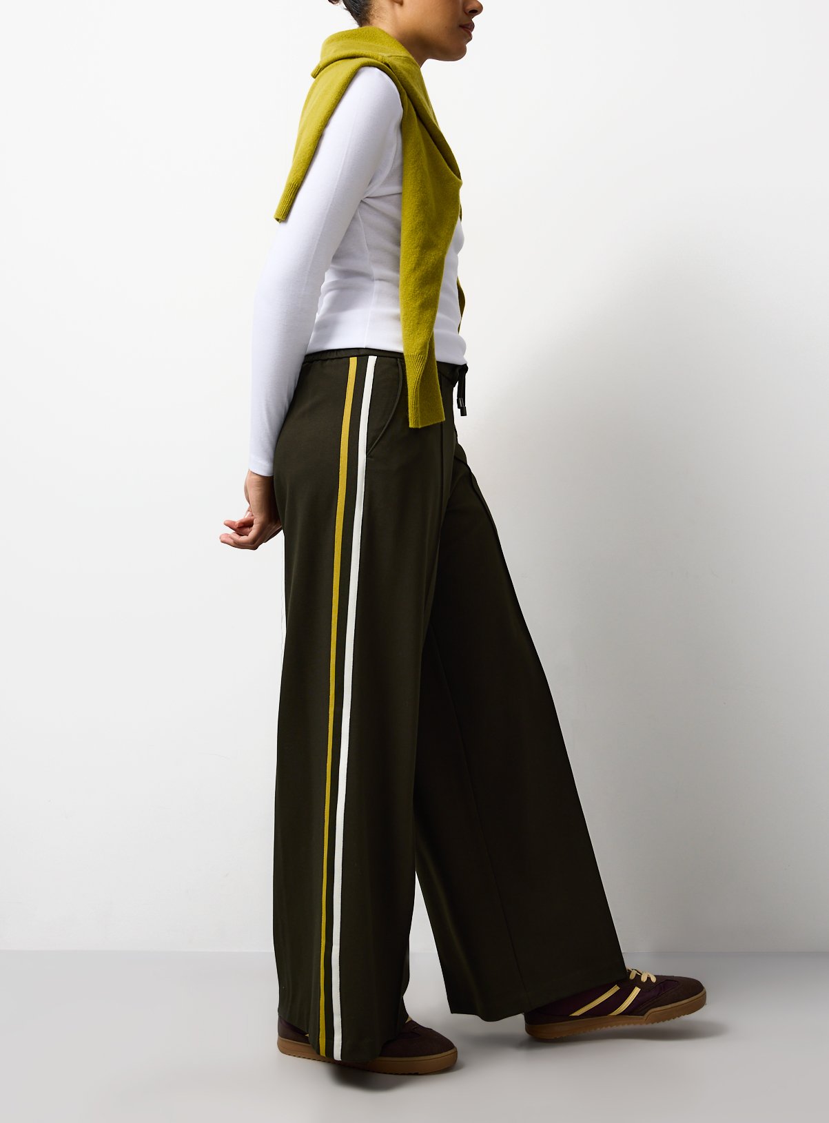 Green Side Stripe Wide Leg Trousers 8