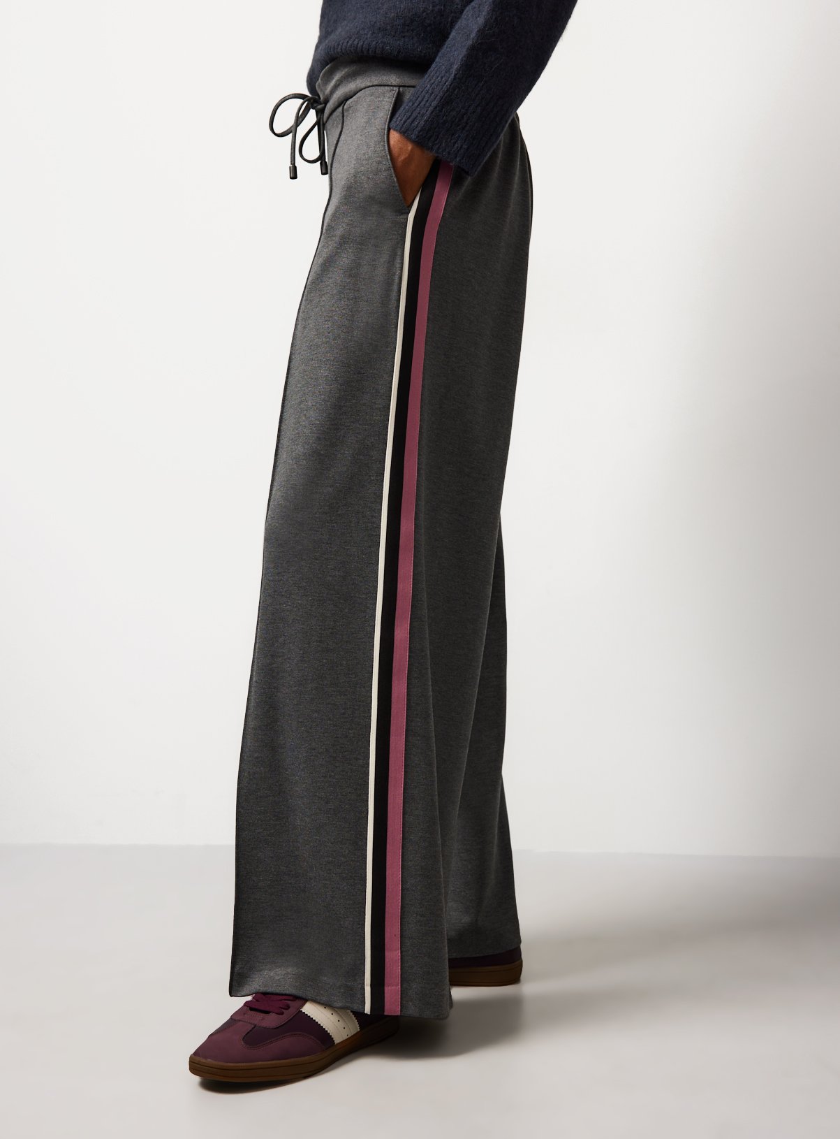 Grey Ponte Side Stripe Co-ord Trousers 20