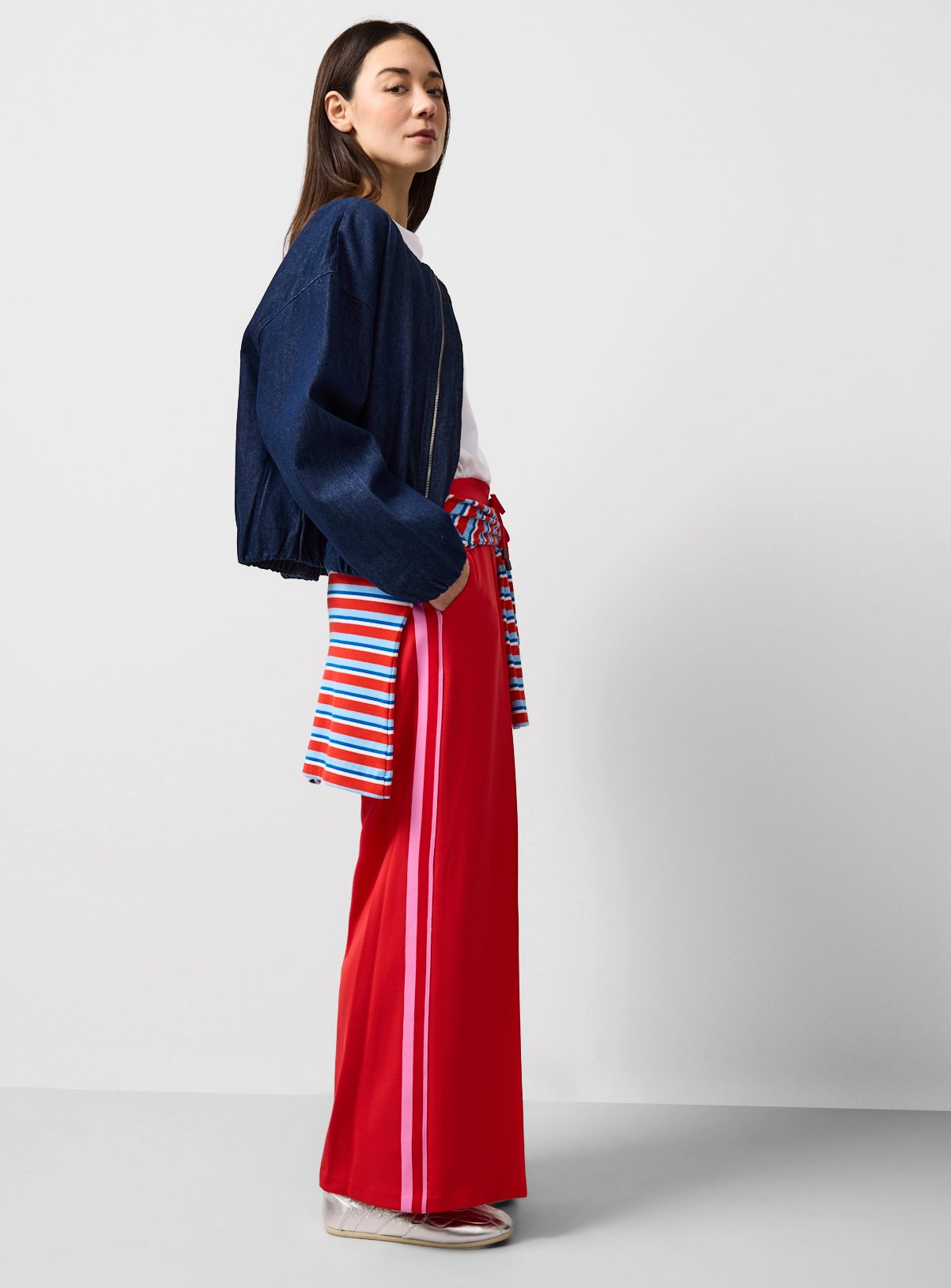 Red Ponte Side Stripe Co-ord Trousers 8