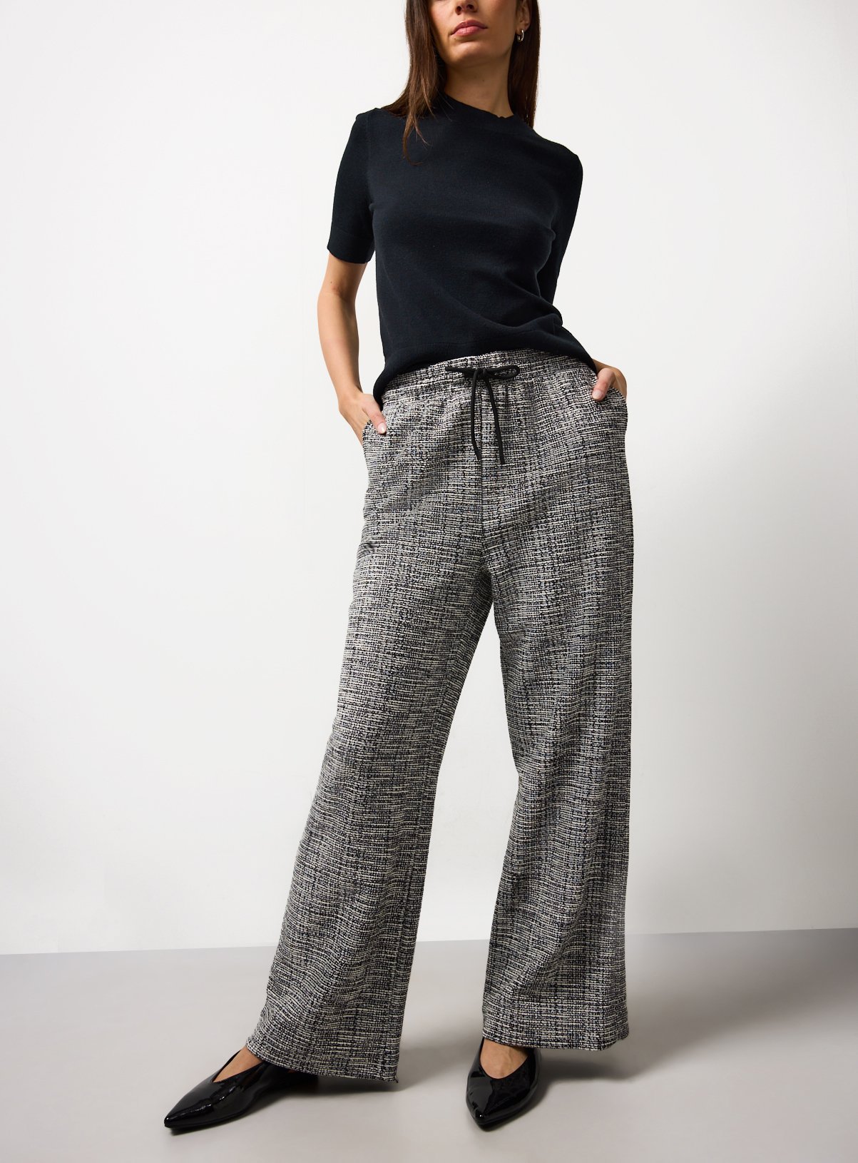 Mono Textured Wide Leg Co-ord Trousers 