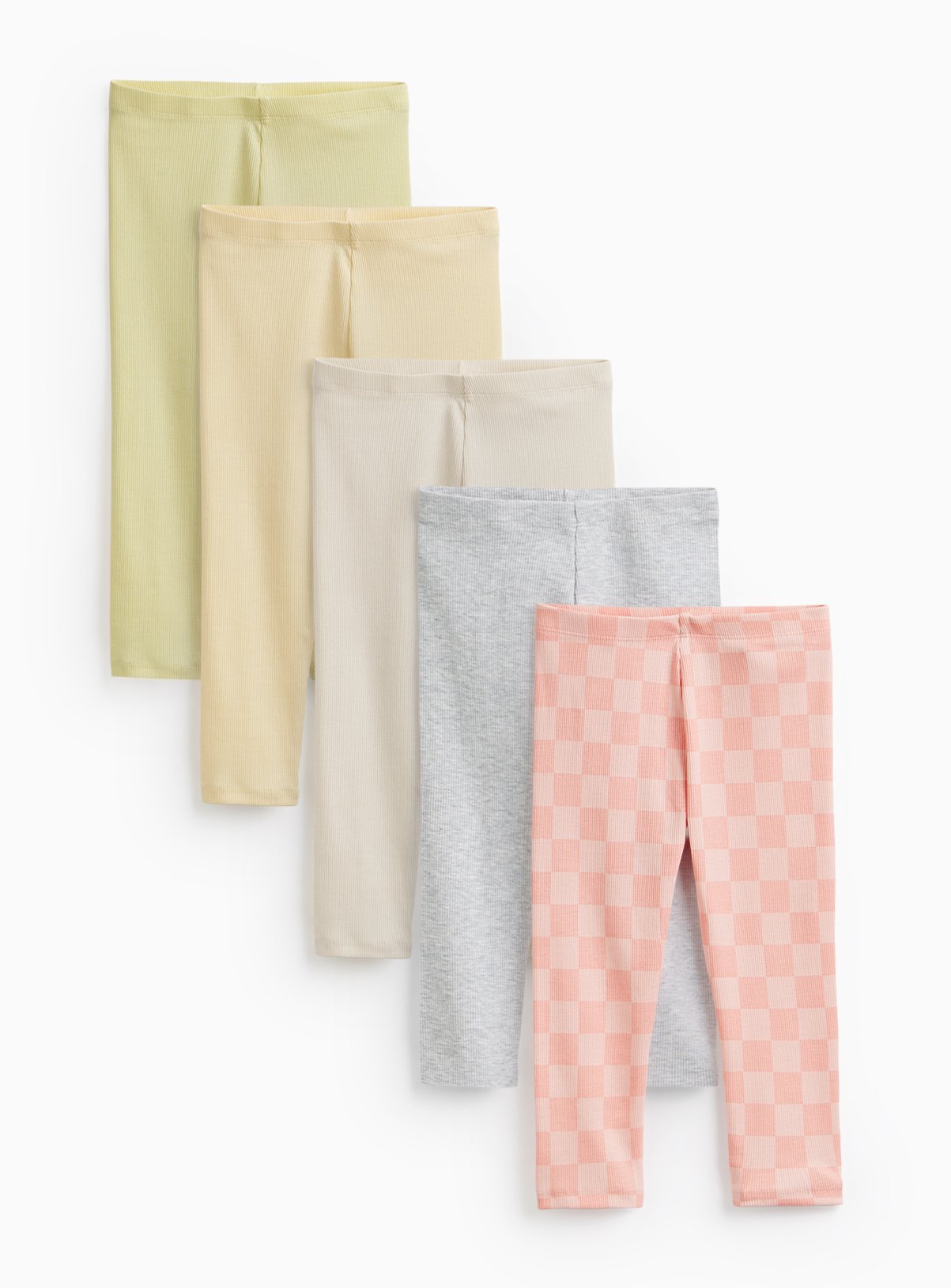 Cream Ribbed Leggings 5 Pack 