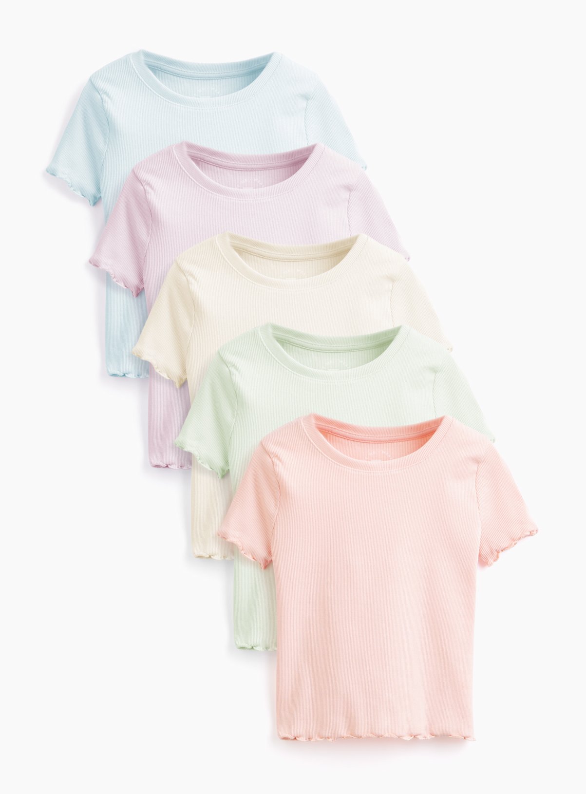Pastel Ribbed T-Shirts 5 Pack 