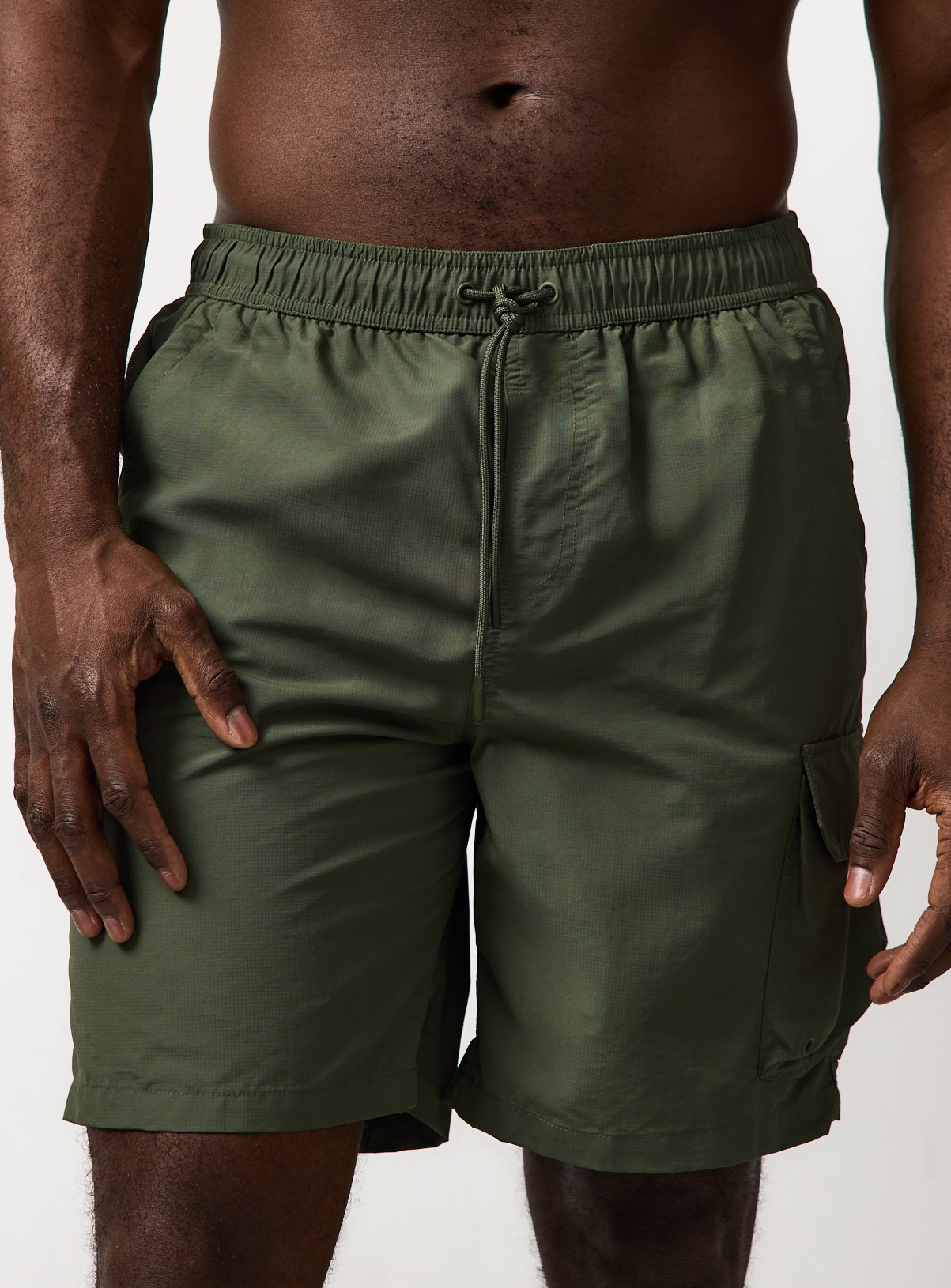 Khaki Cargo Style Swim Shorts 