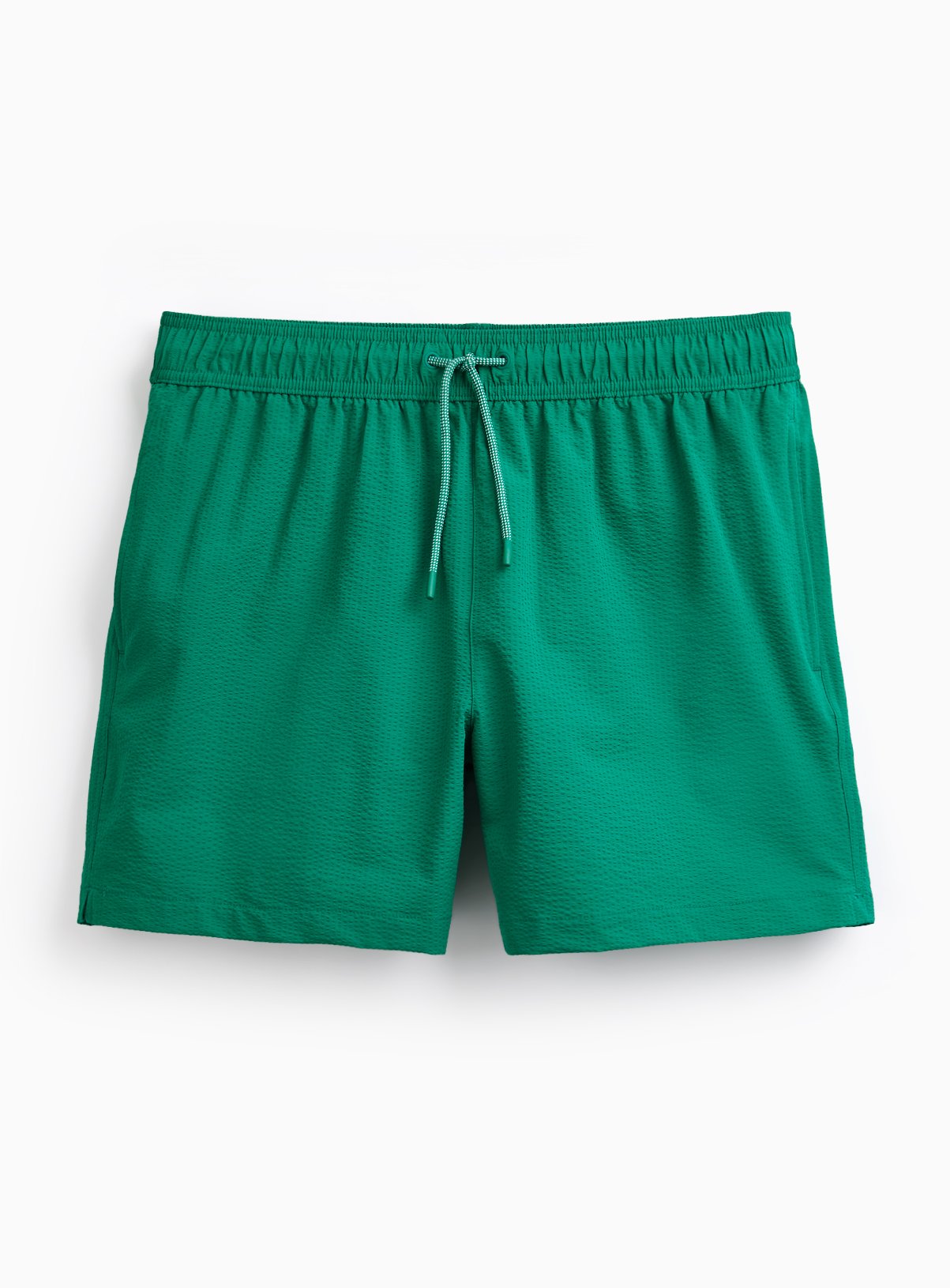Green Woven Seersucker Swimming Shorts 