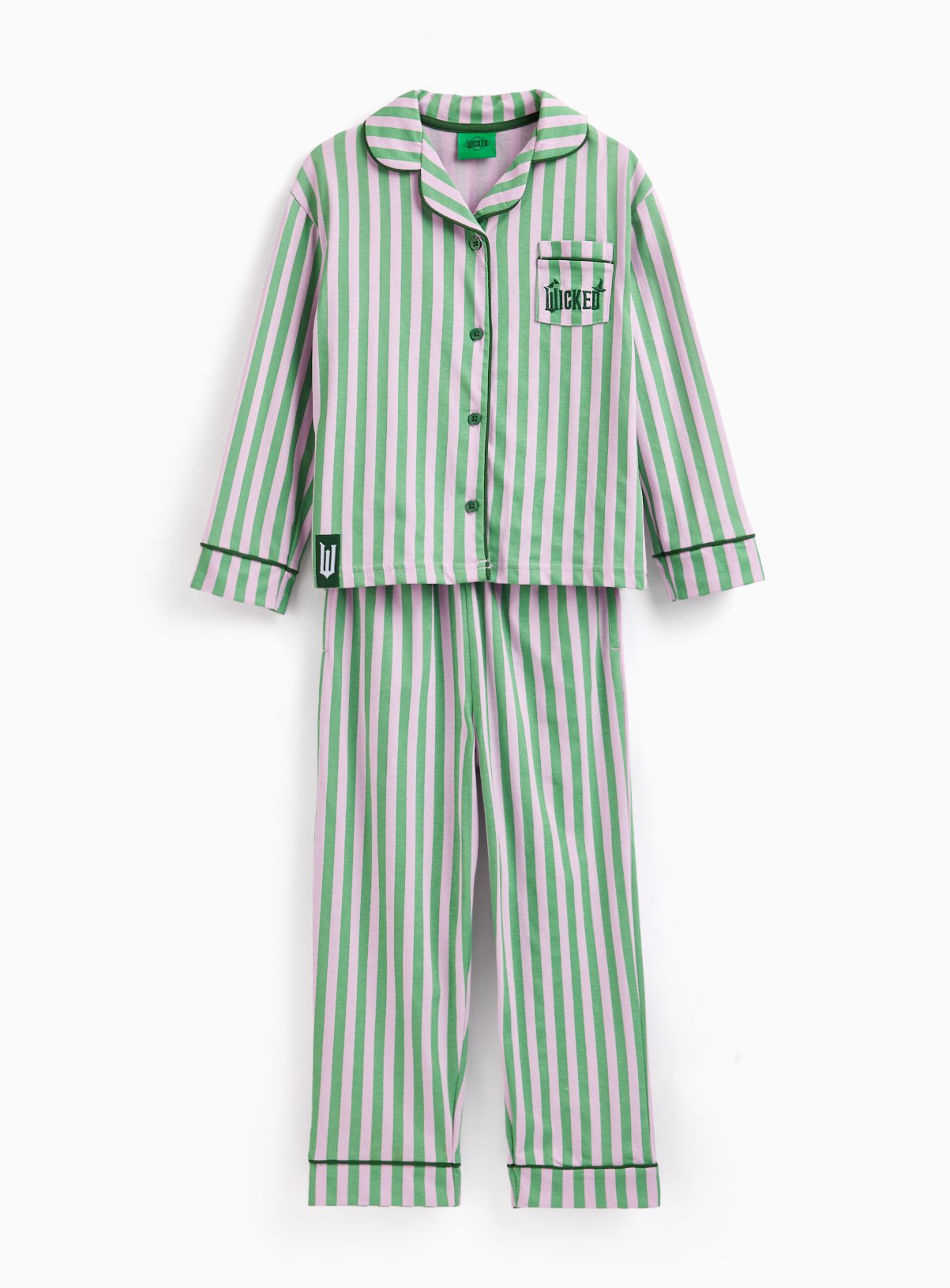 Mini Me Wicked Green & Pink Stripe Print Traditional Pyjamas 