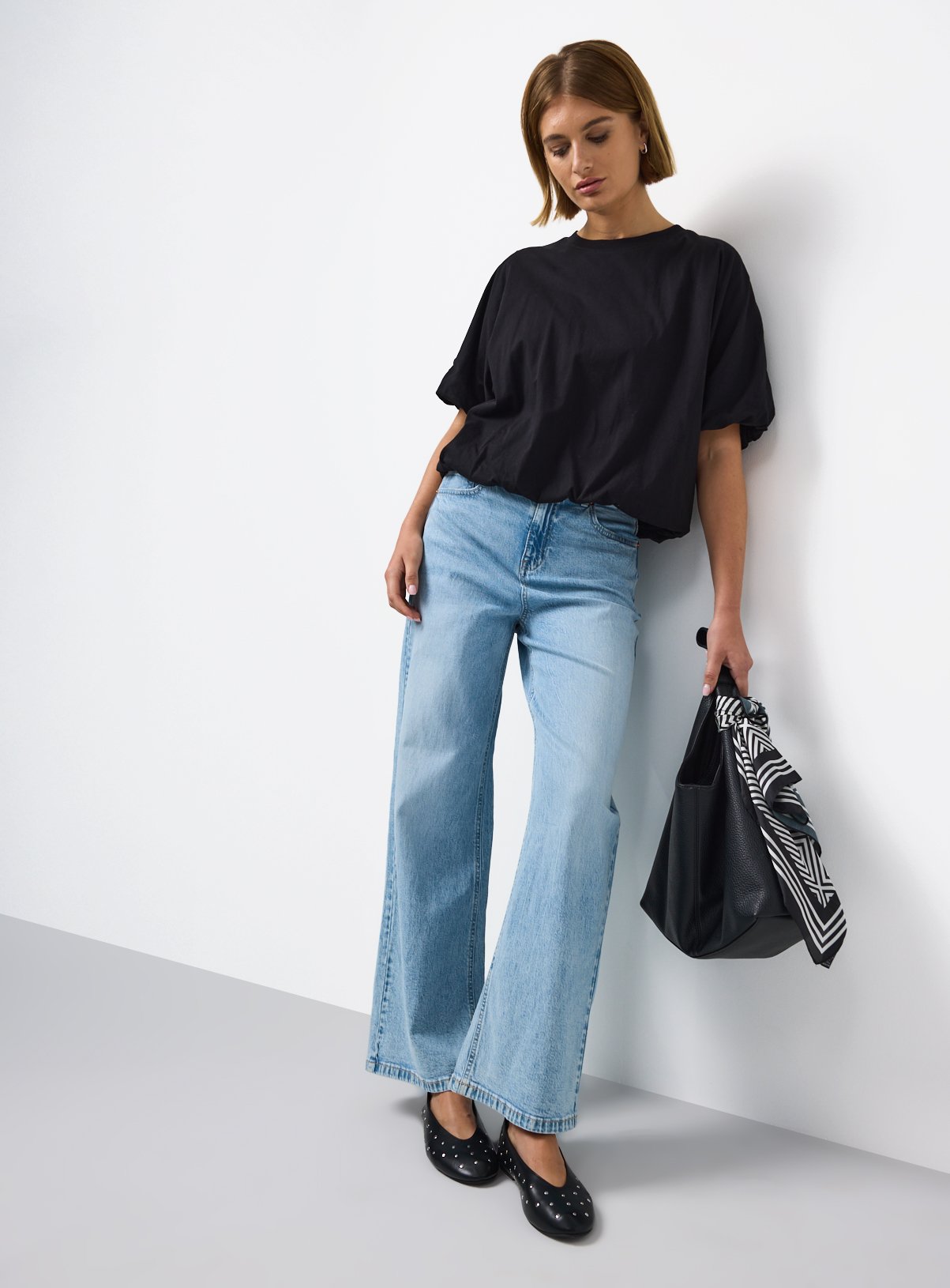 Black Bubble Detail T-Shirt S