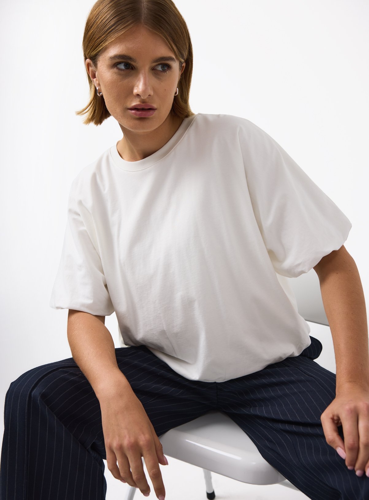 White Bubble Detail T-Shirt M