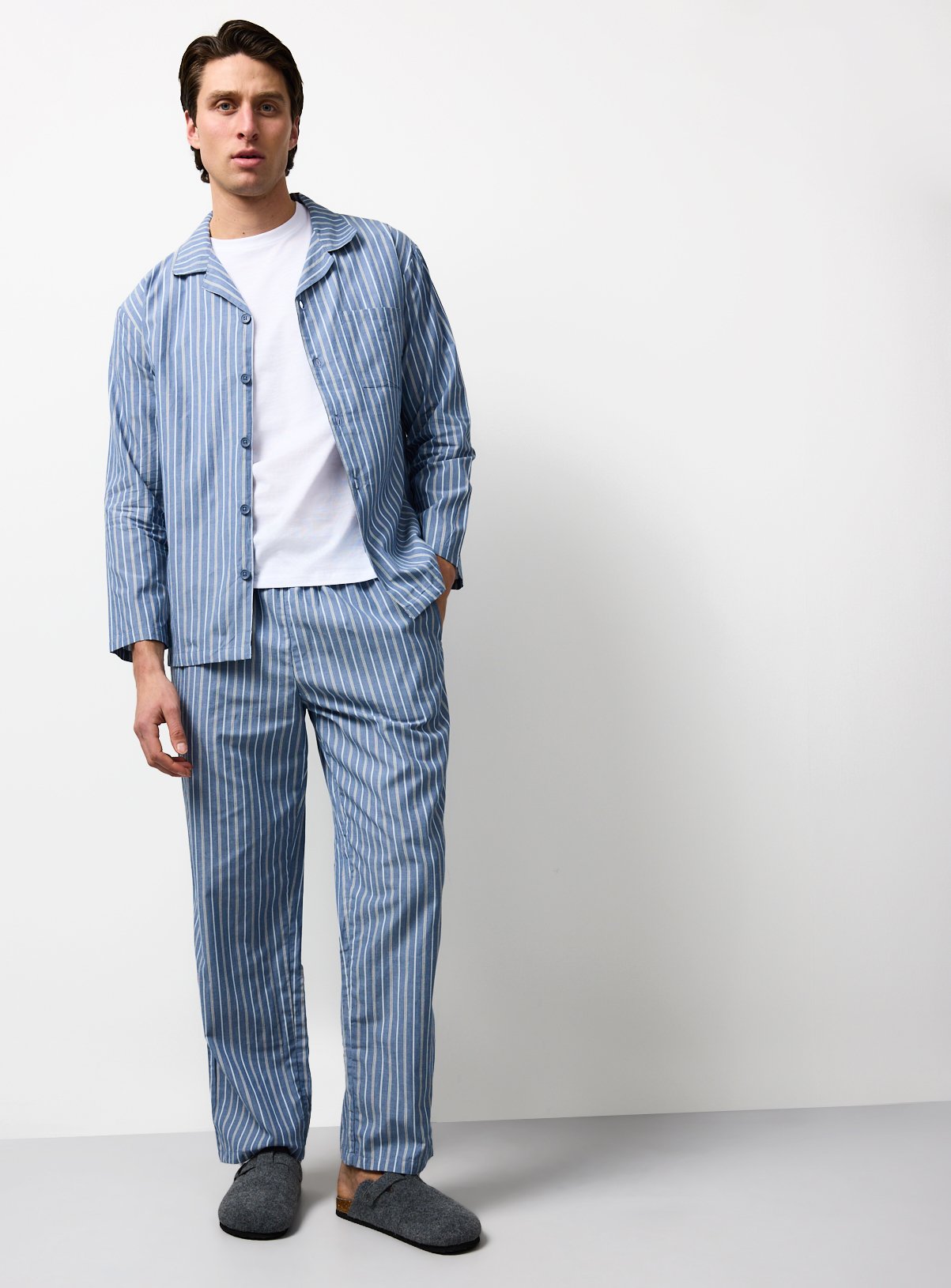 Blue Stripe Poplin Traditional Pyjamas
