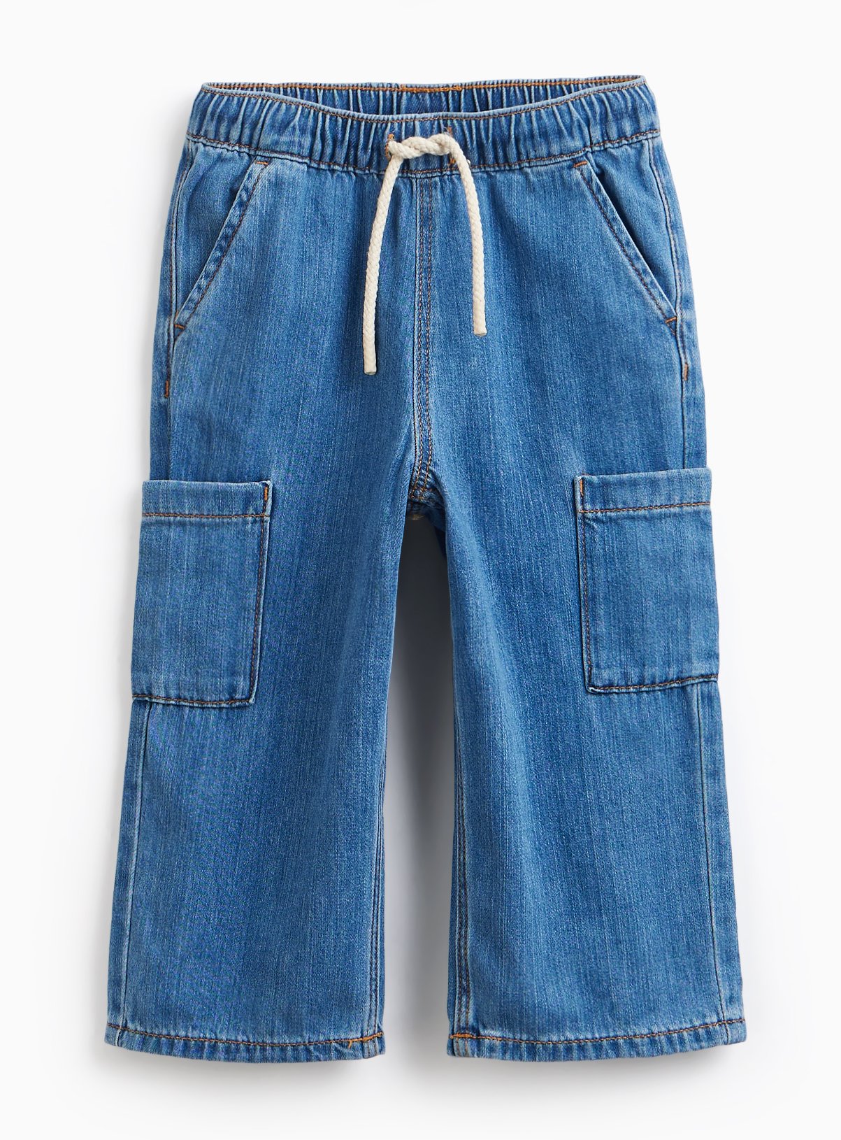 Stonewashed Wide Leg Denim Jeans