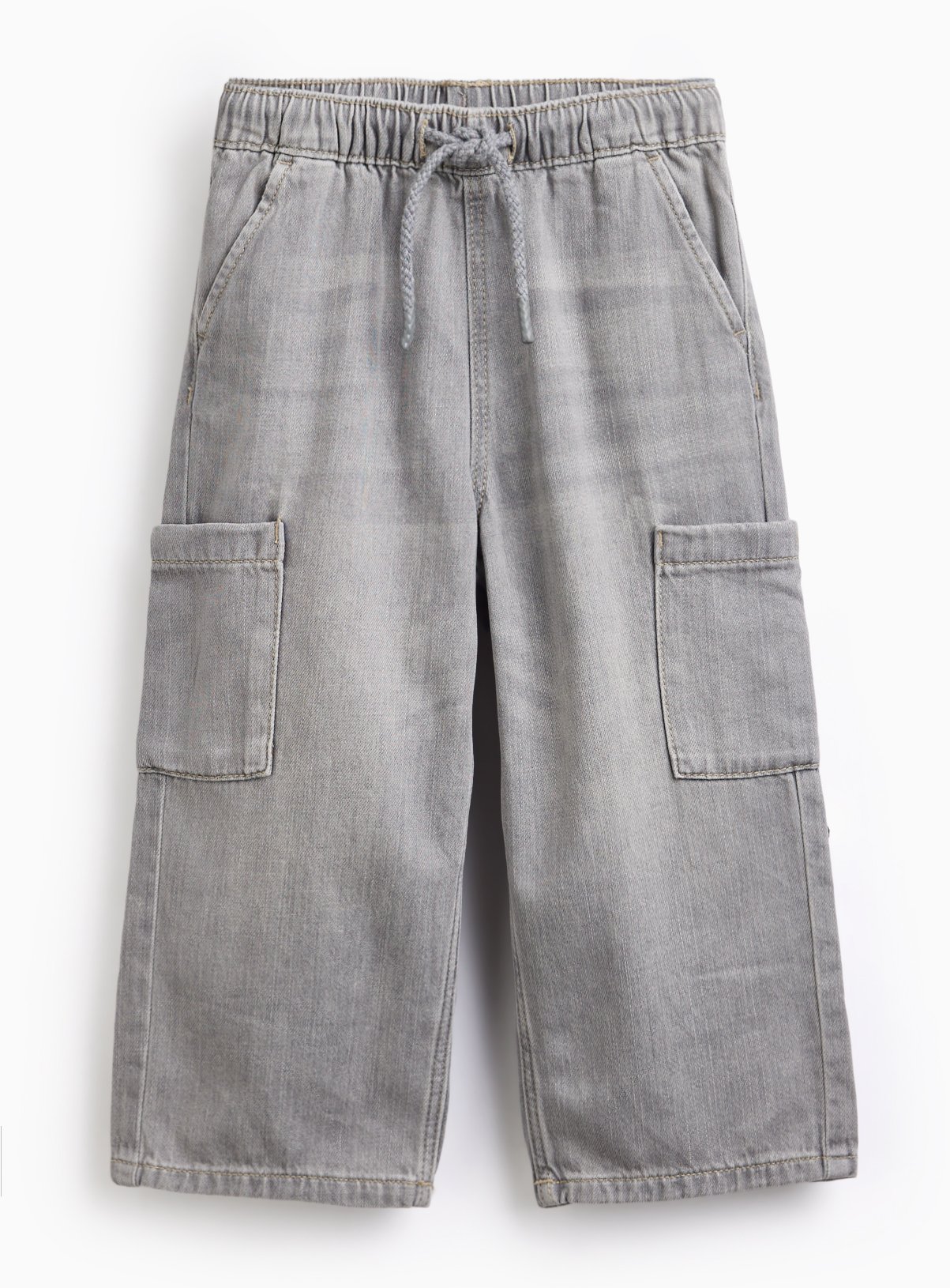 Grey Wide Leg Woven Trousers 