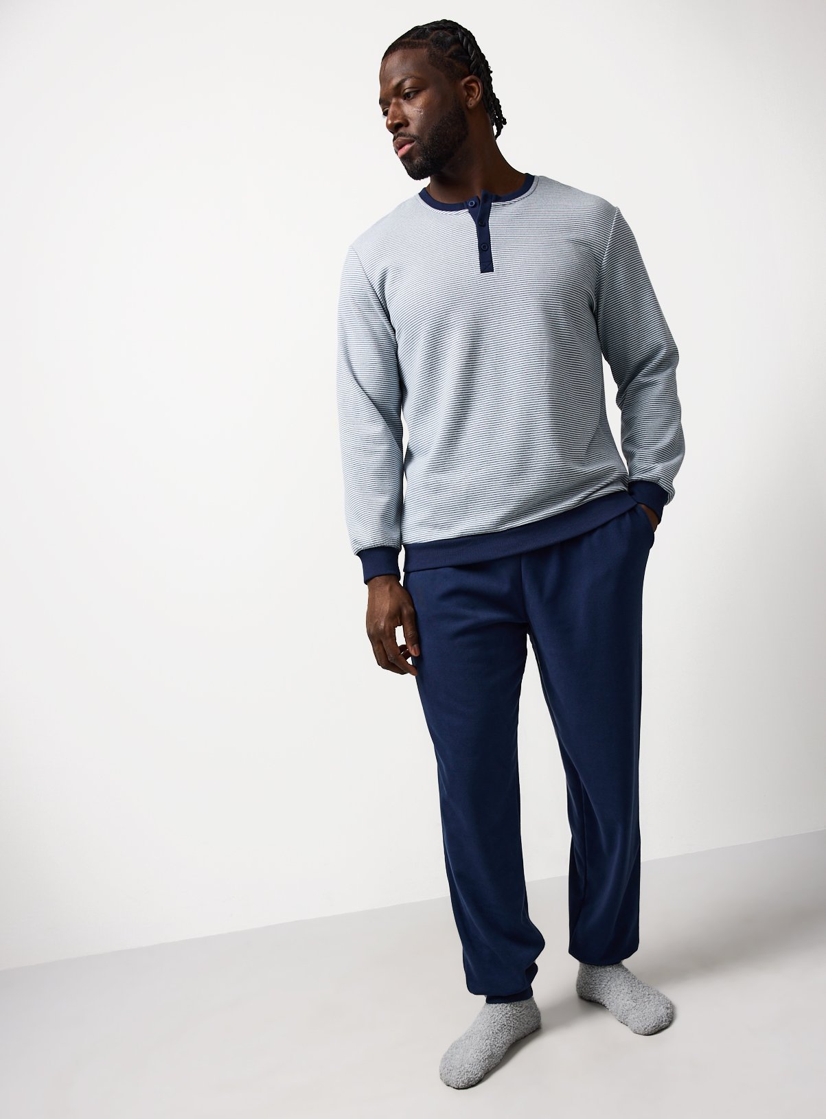 Navy Striped Soft Touch Pyjamas 