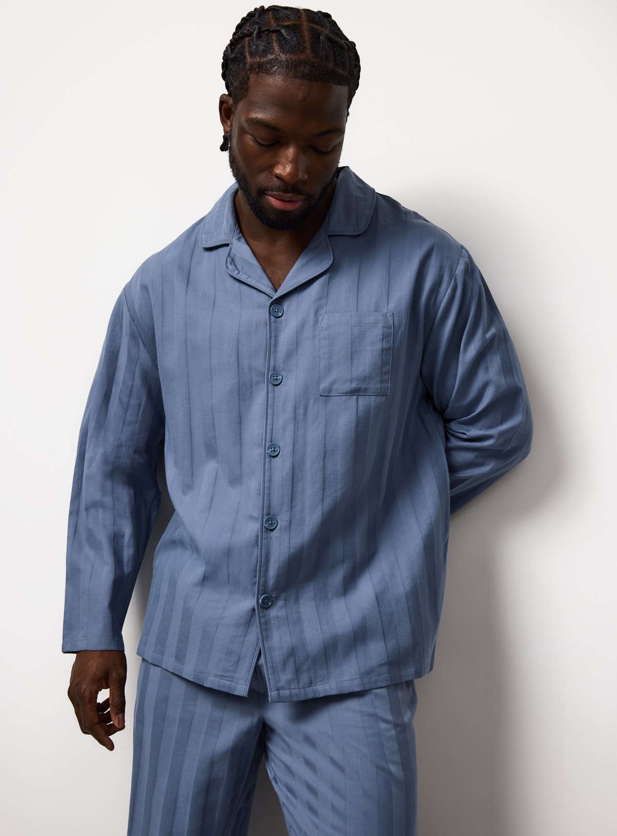 Navy Striped Traditional Pyjamas