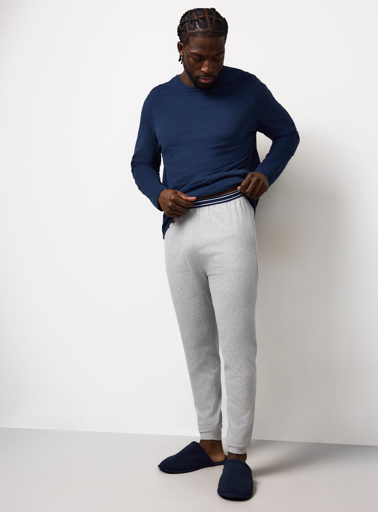 Navy & Grey Jersey Pyjama Bottoms 2 Pack 