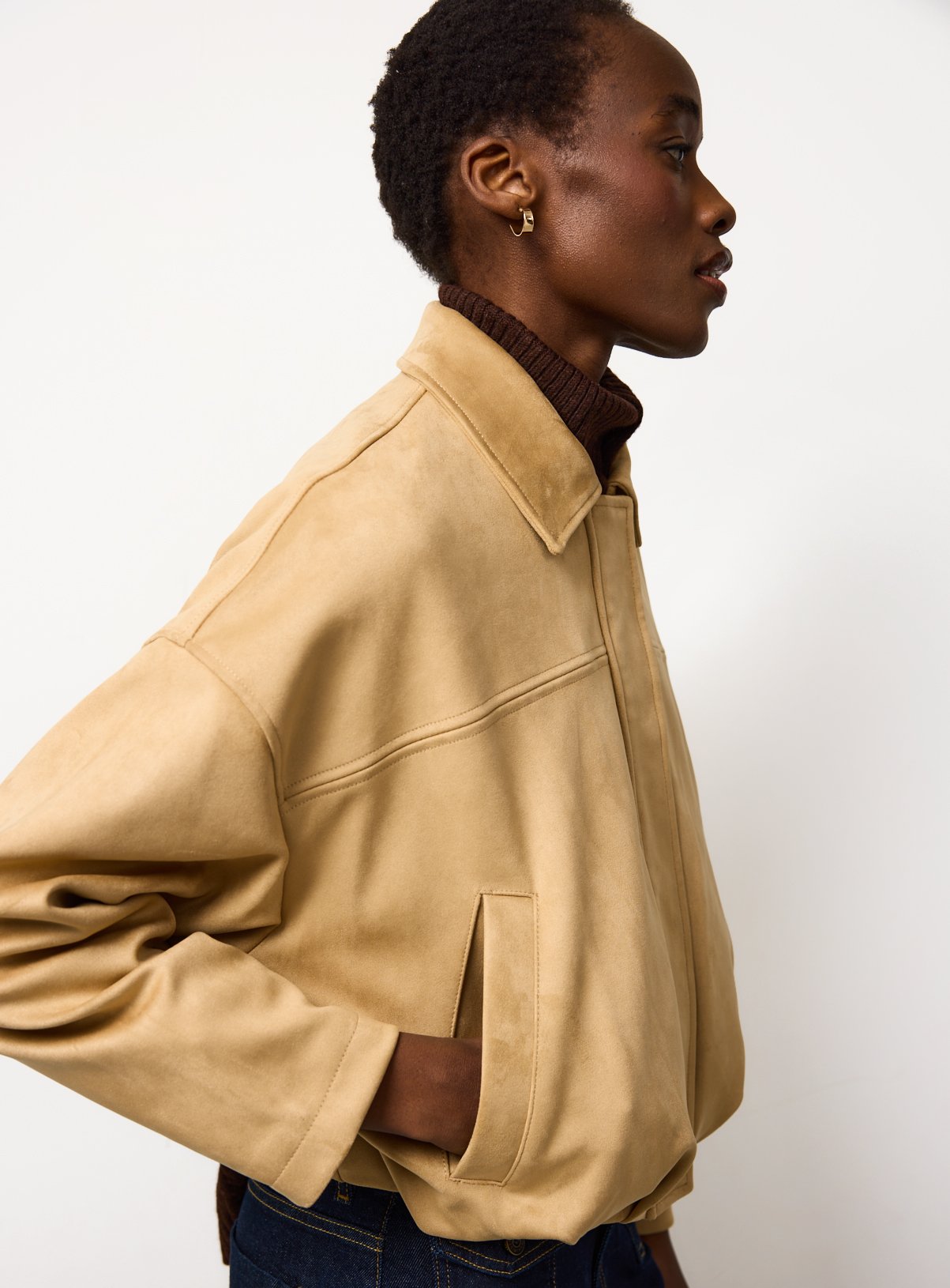 The Tan Bubble Hem Jacket L