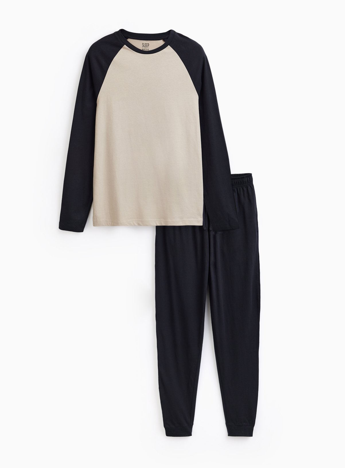 Black & Tan Raglan Jersey Pyjamas Set 