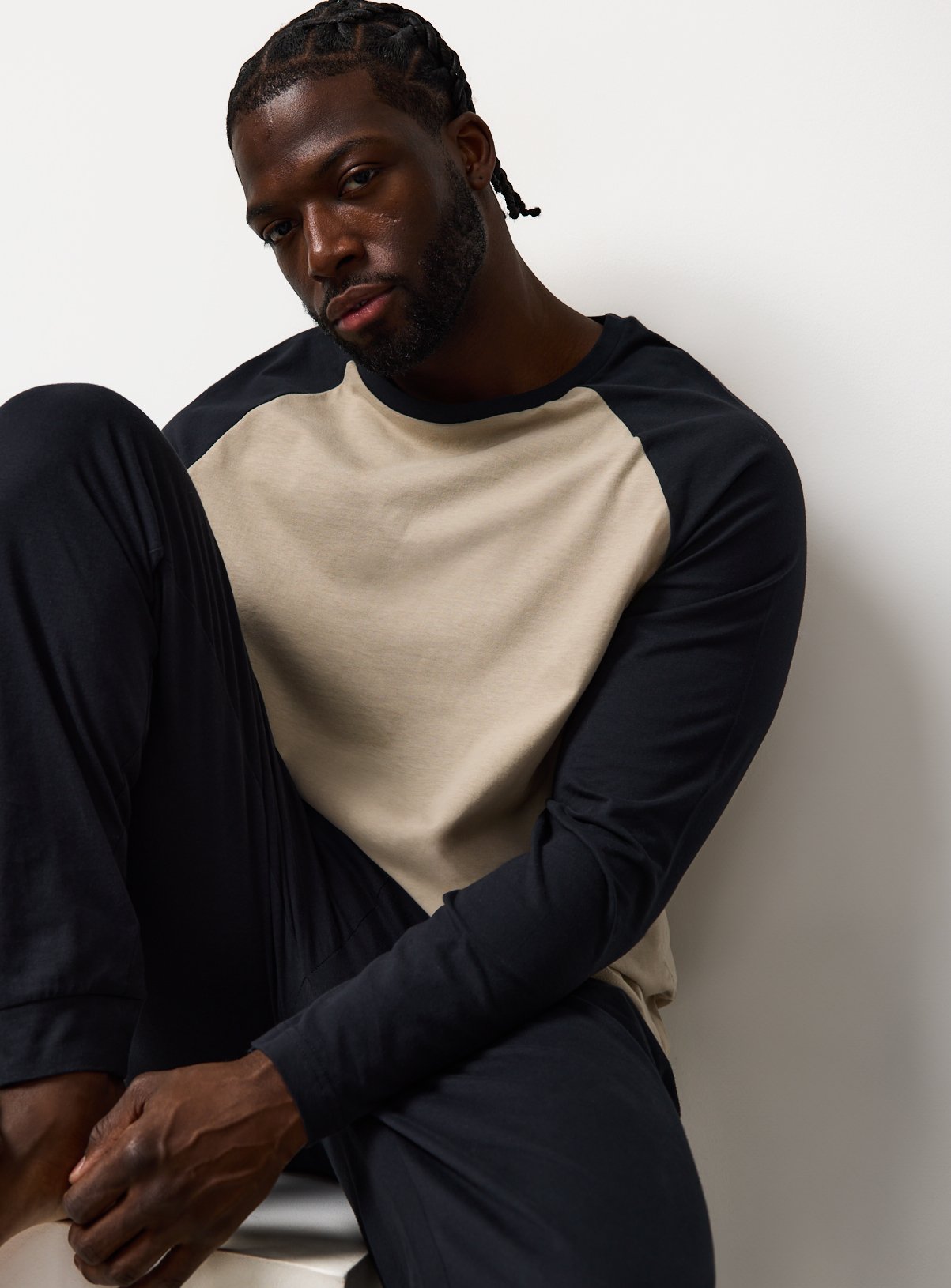 Black & Tan Raglan Jersey Pyjamas XXL