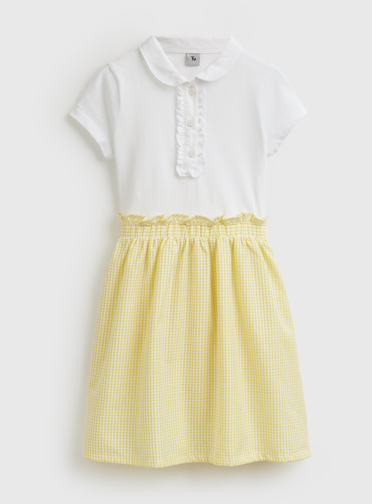 Yellow Gingham Twofer Dress 