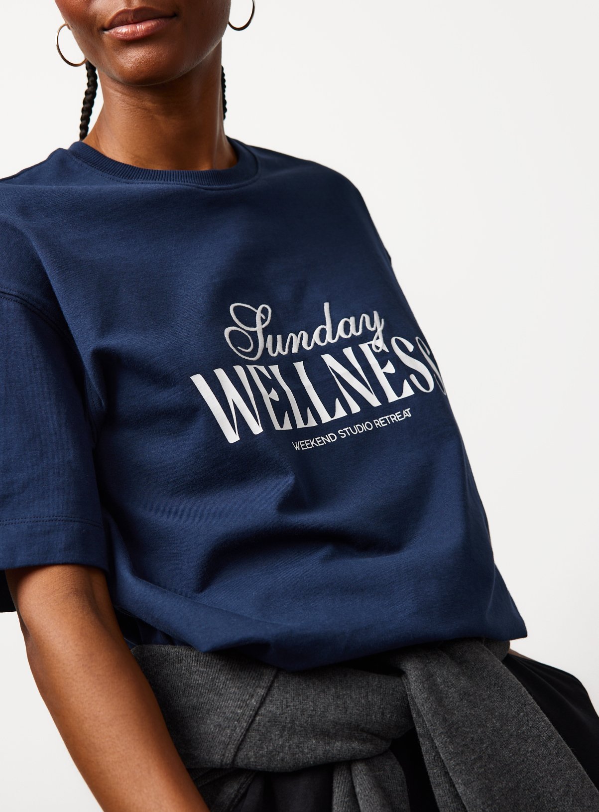Navy Sunday Wellness Graphic Oversized Fit T-Shirt