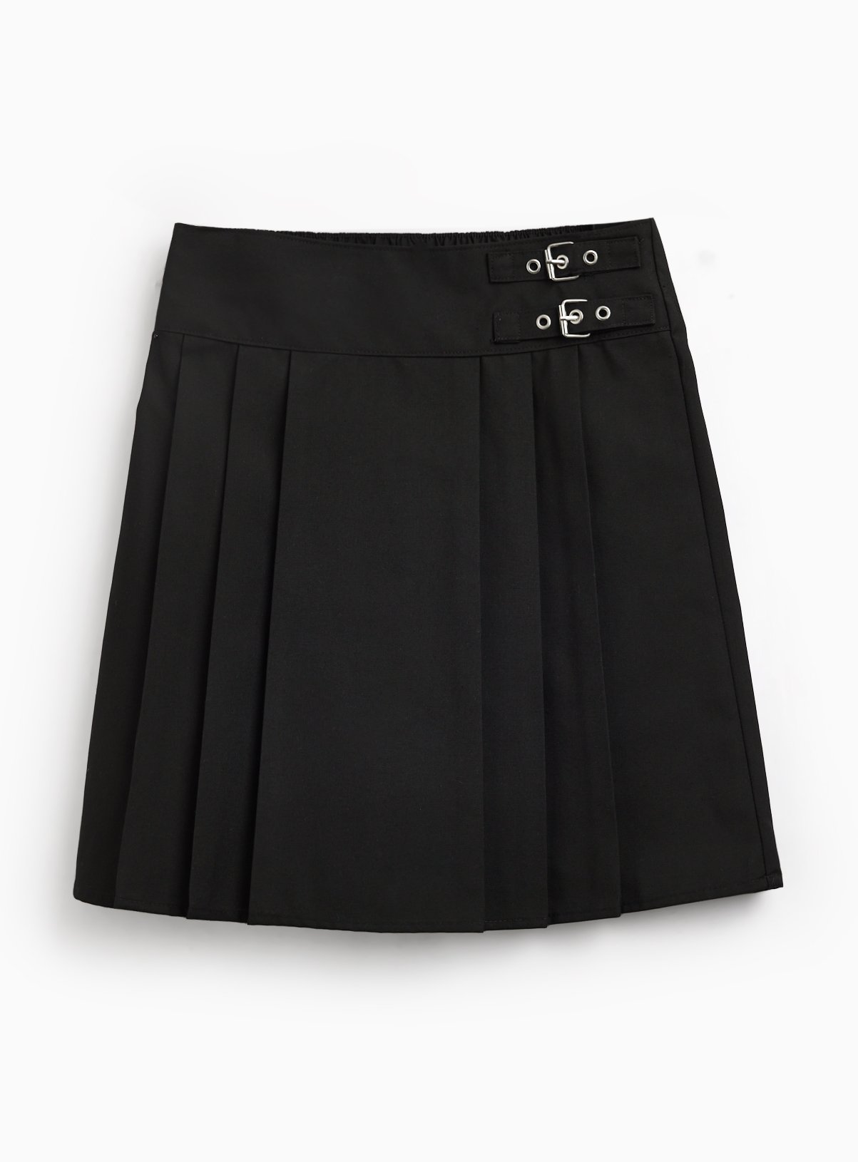 Black Buckle Detail School Skirt 