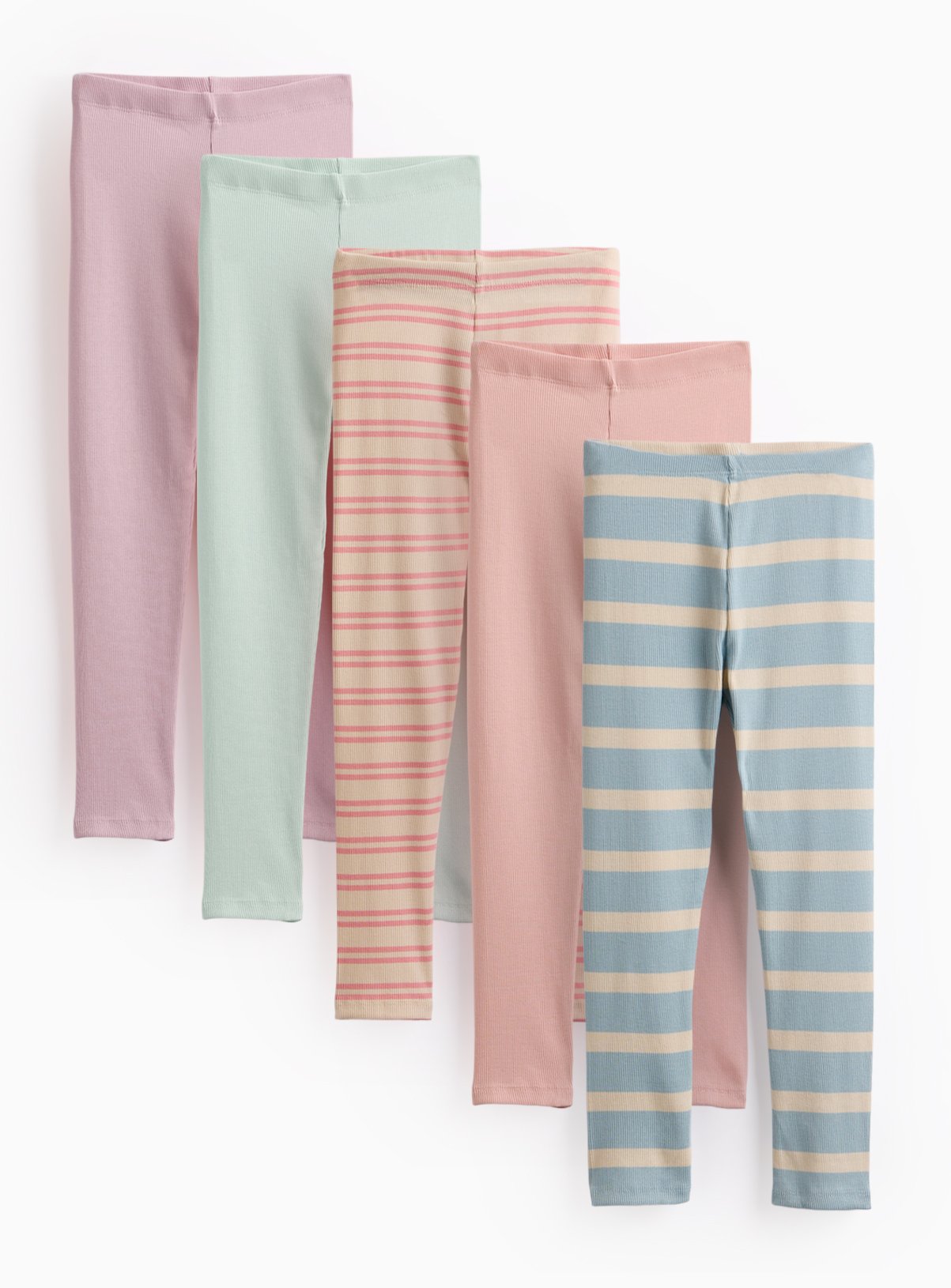 Bright Striped Ribbed Leggings 5 Pack 14 years