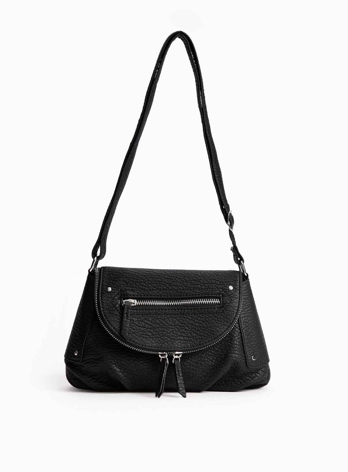 Black Washed PU Crossbody Bag One Size