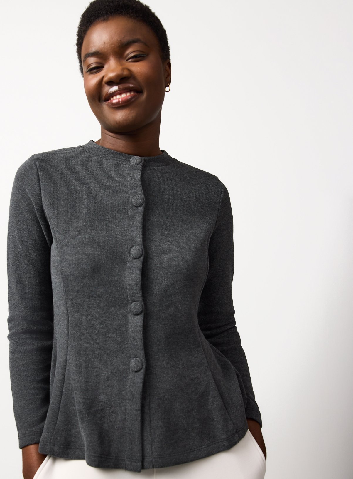 Charcoal Peplum Soft Touch Cardigan 24