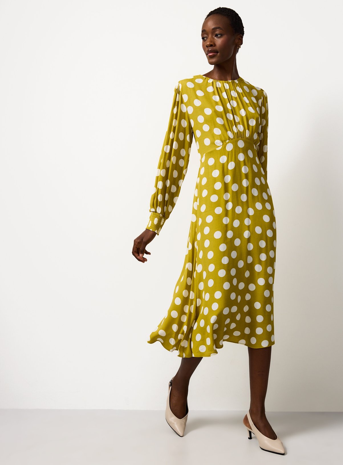 The Yellow Spot Print Waisted Midaxi Dress 8