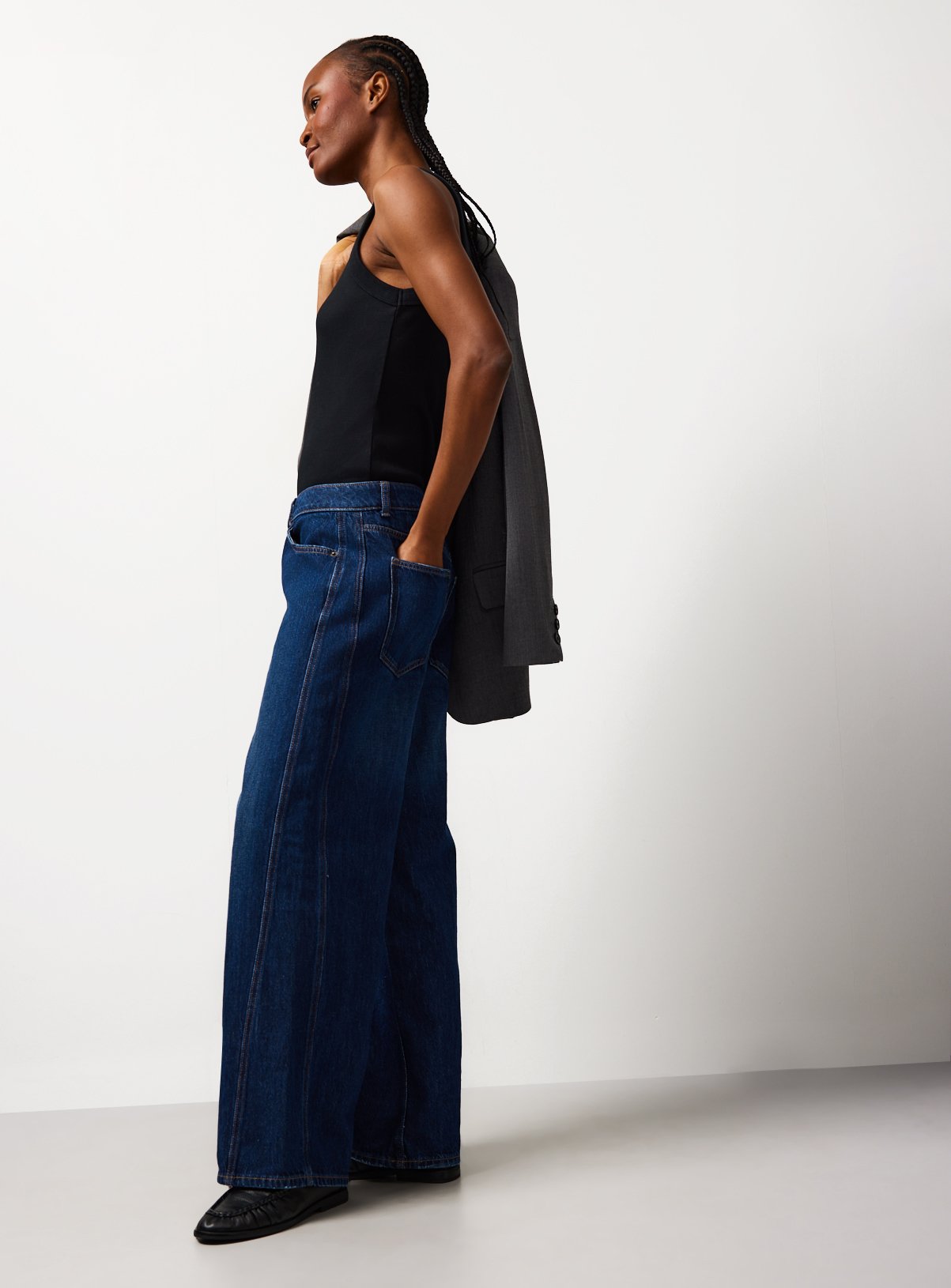 Baggy Wide Leg Dark Blue Jeans 