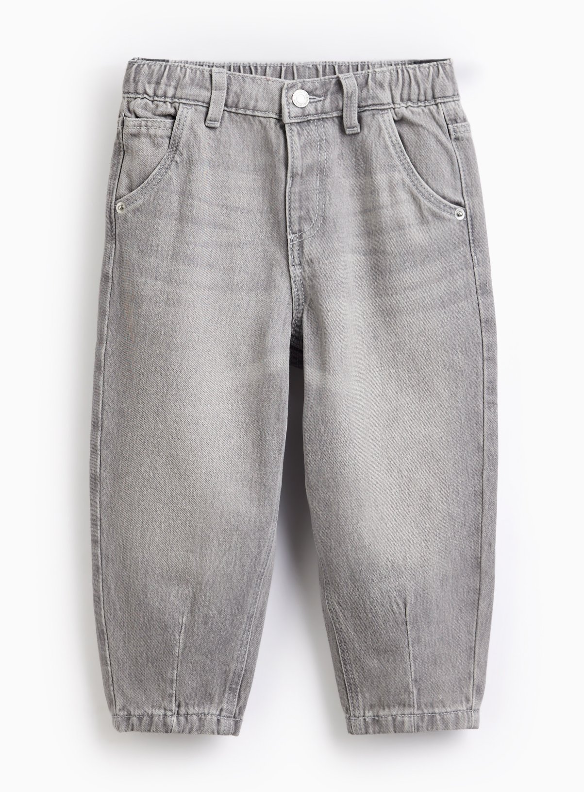Stonewashed Grey Barrel Leg Jeans 