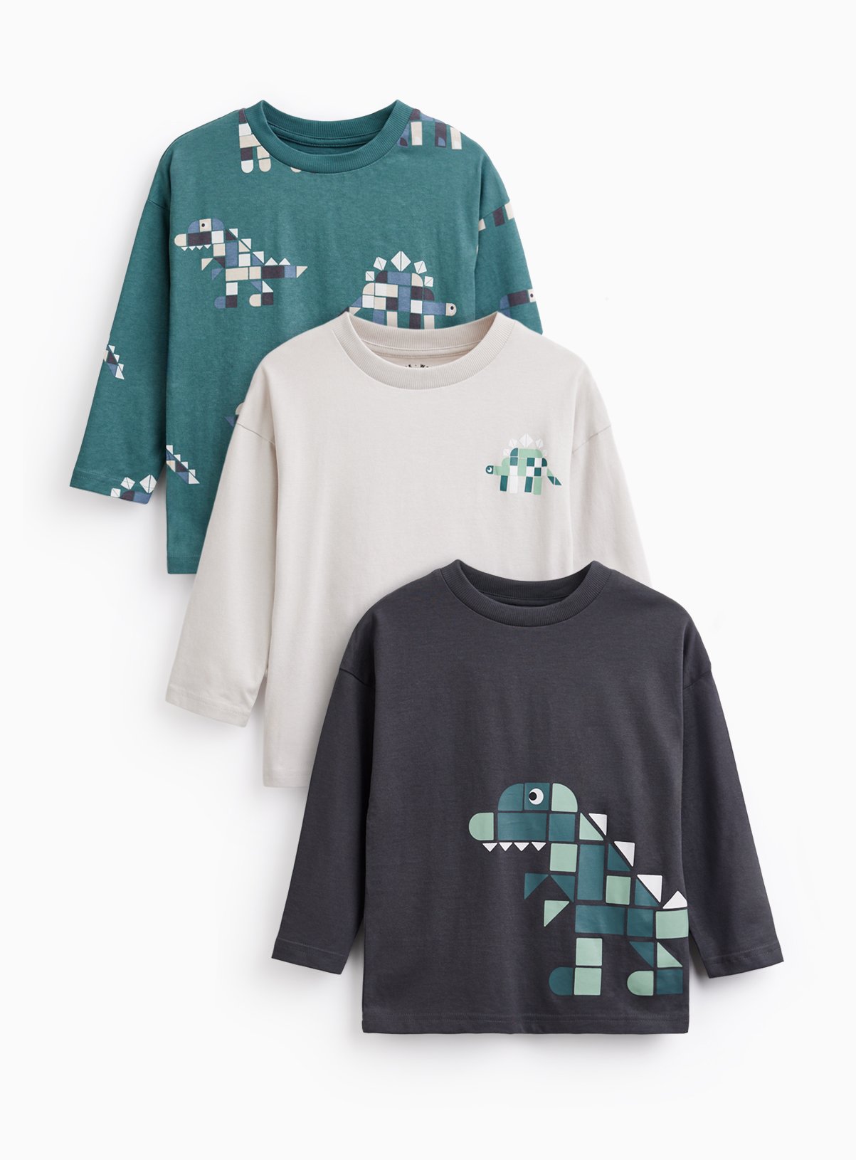 Dino Print Long Sleeve Tee 3 Pack