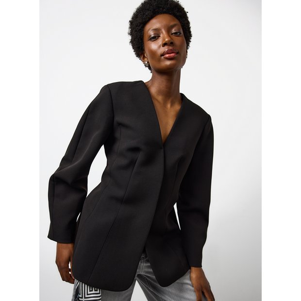 Buy Black Crepe Sculpted Blazer 16 | Blazers | Argos