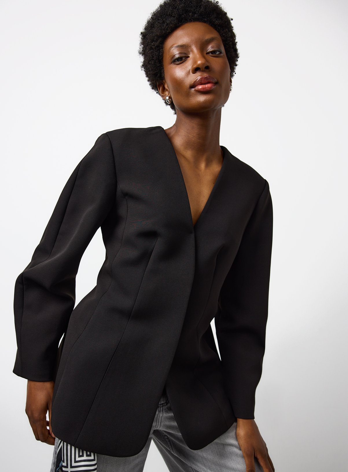 Black Crepe Sculpted Blazer 20