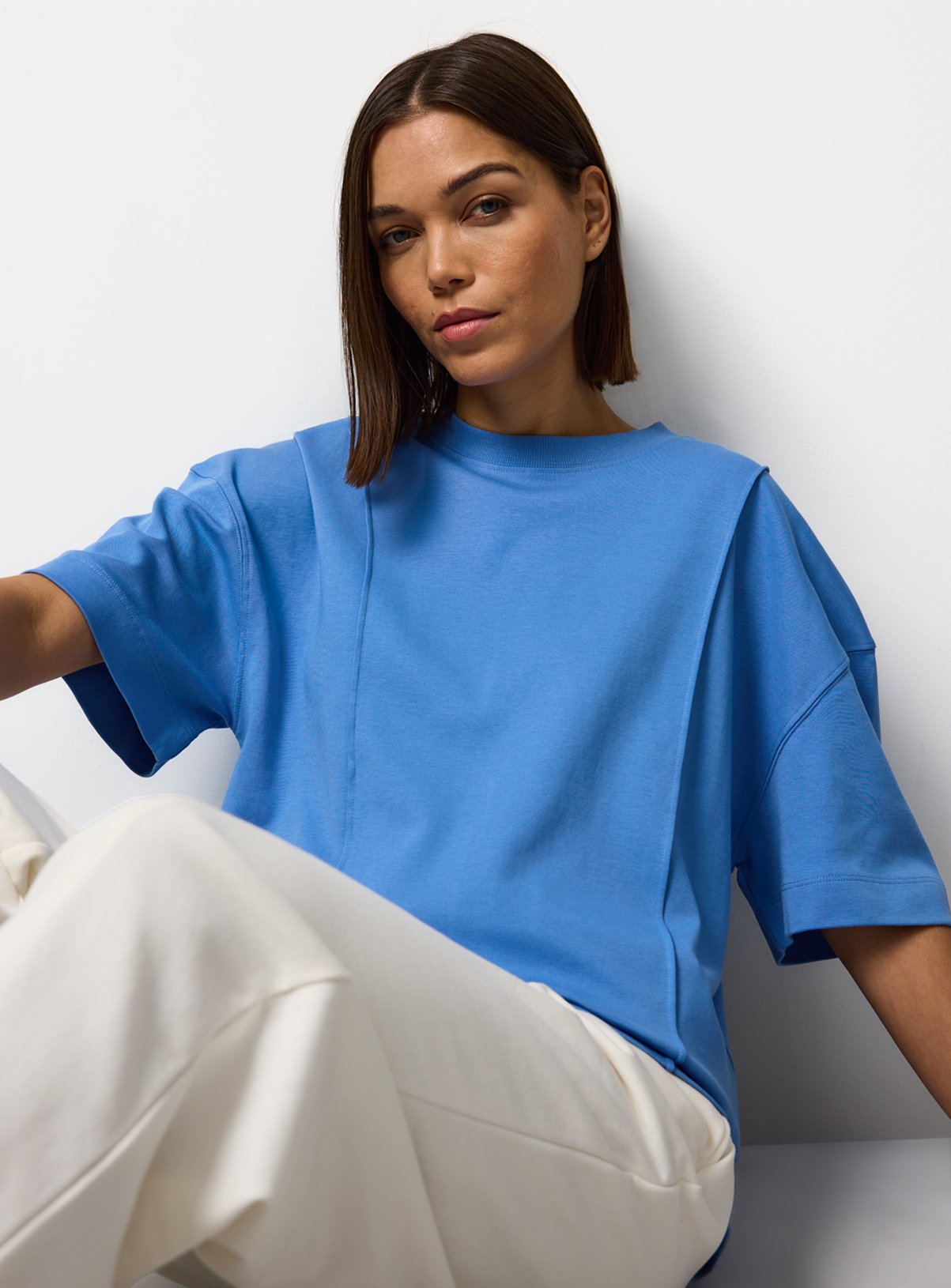 Blue Seam Detail Oversized T-Shirt 6