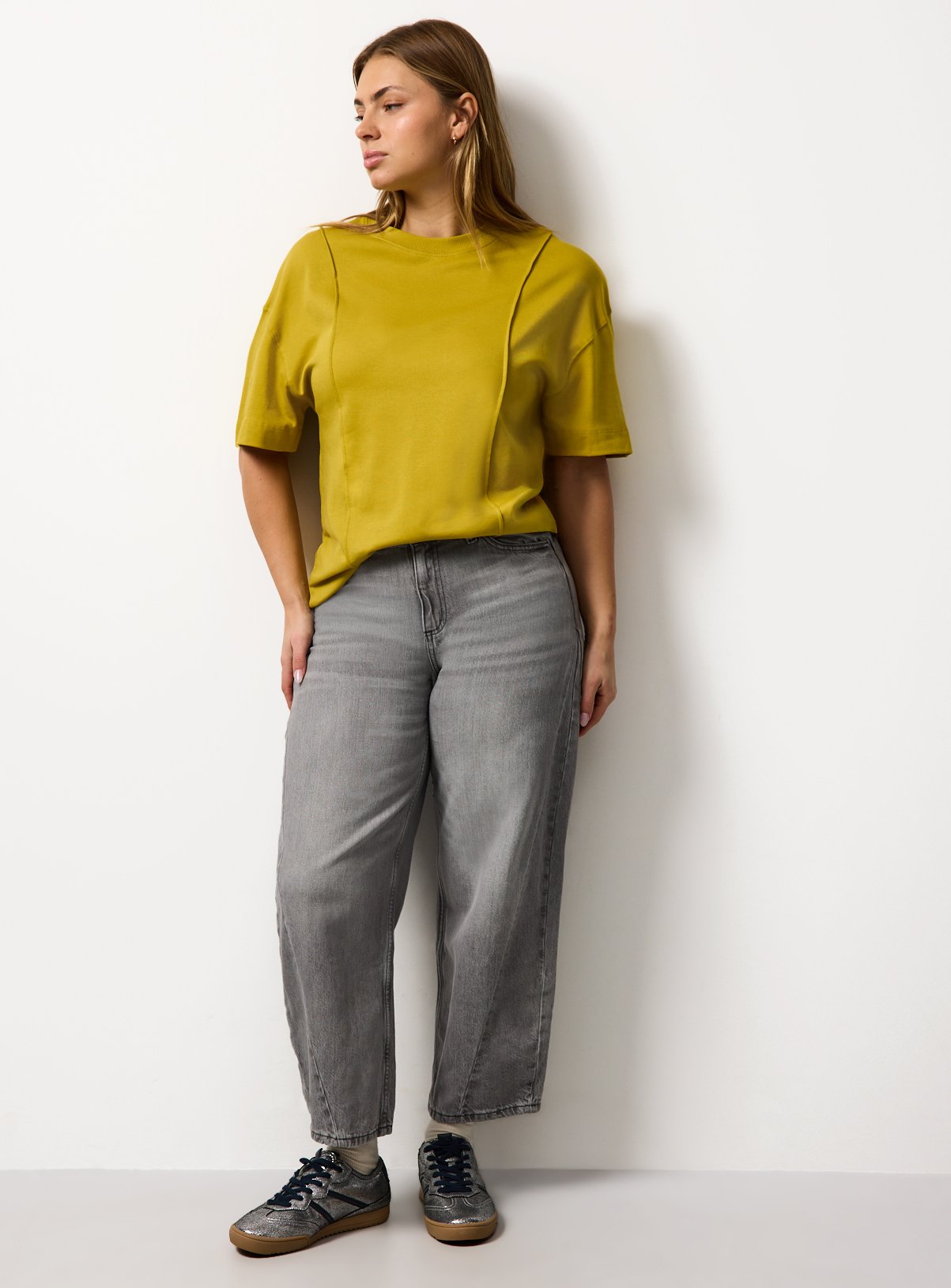 Green Seam Detail Oversized T-Shirt  6