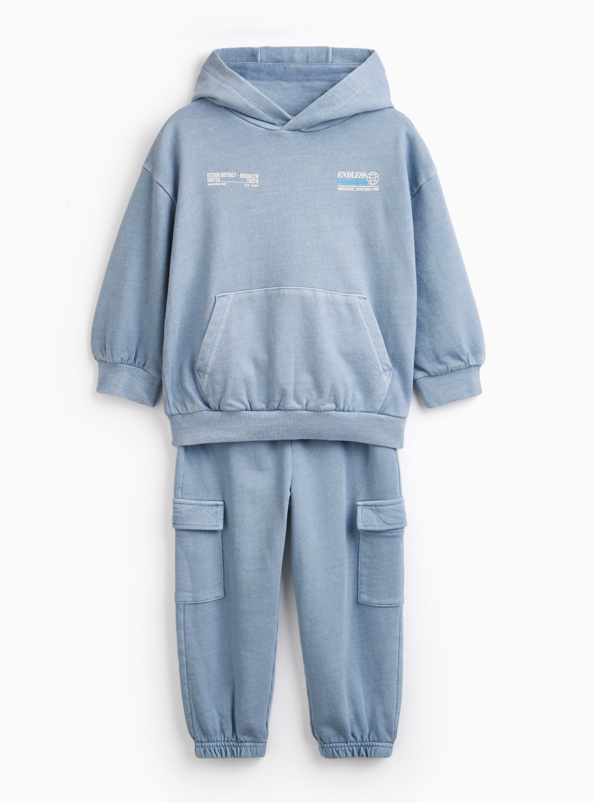 Blue Graphic Hooded Sweat Set