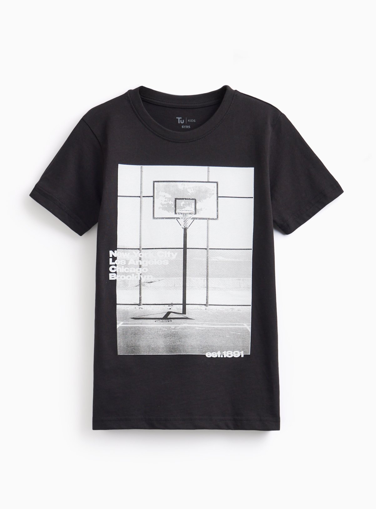 Monochrome Basketball Graphic Print T-Shirt
