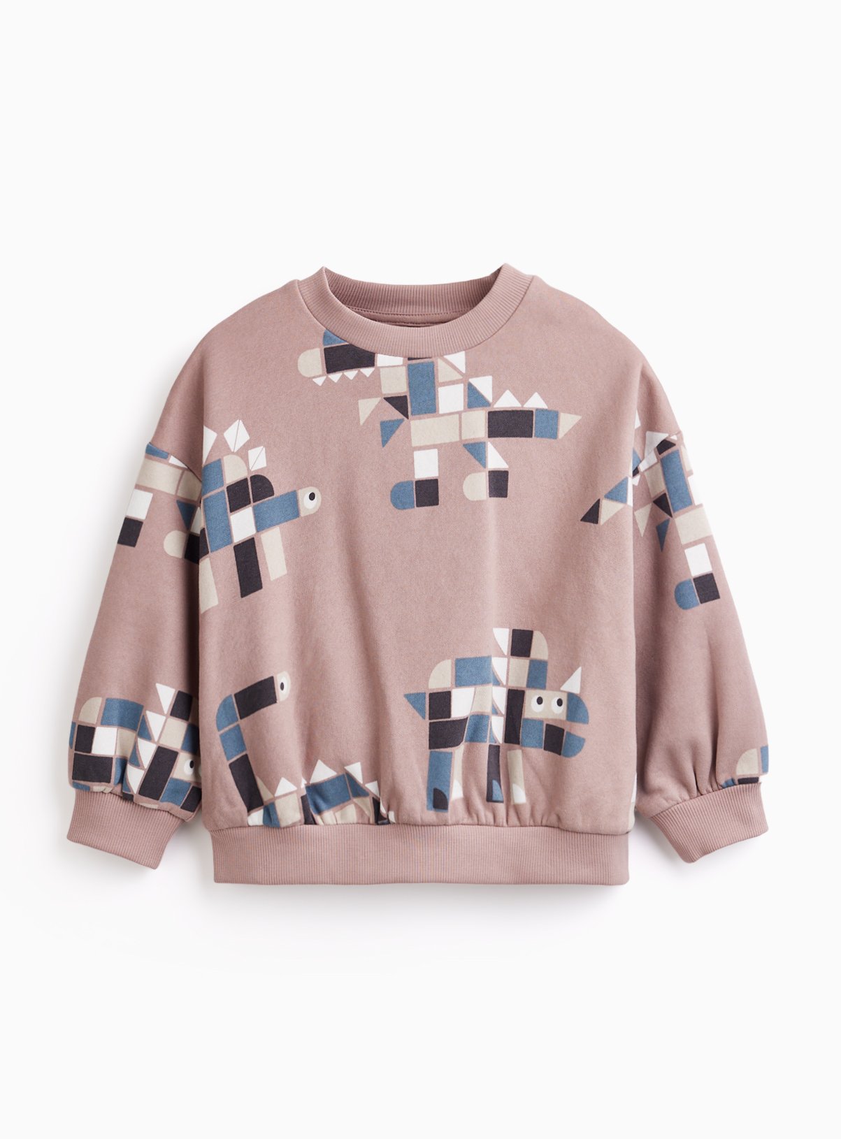 Pink Geometric Dino Print Sweatshirt 