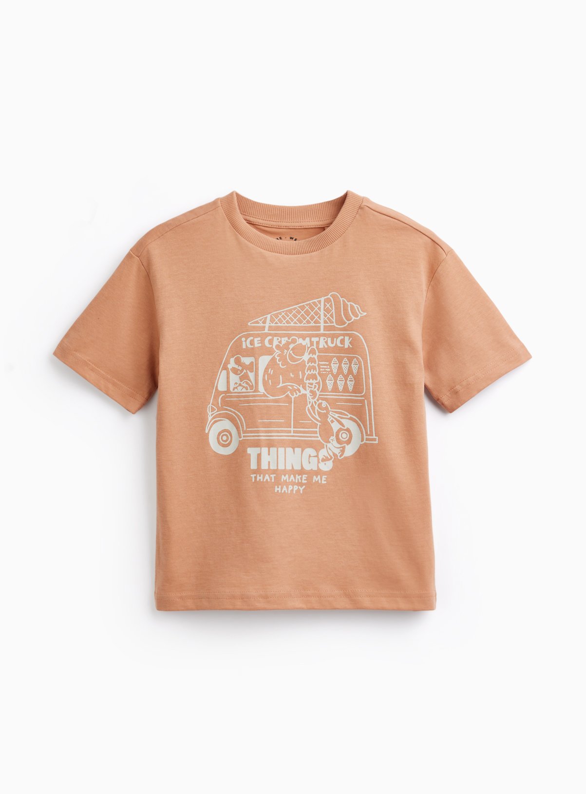 Pale Orange Ice Cream Van Printed T-Shirt 