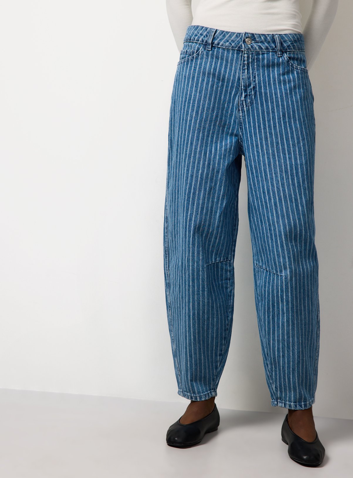 Mid Blue Denim Striped Barrel Co-ord Jeans 