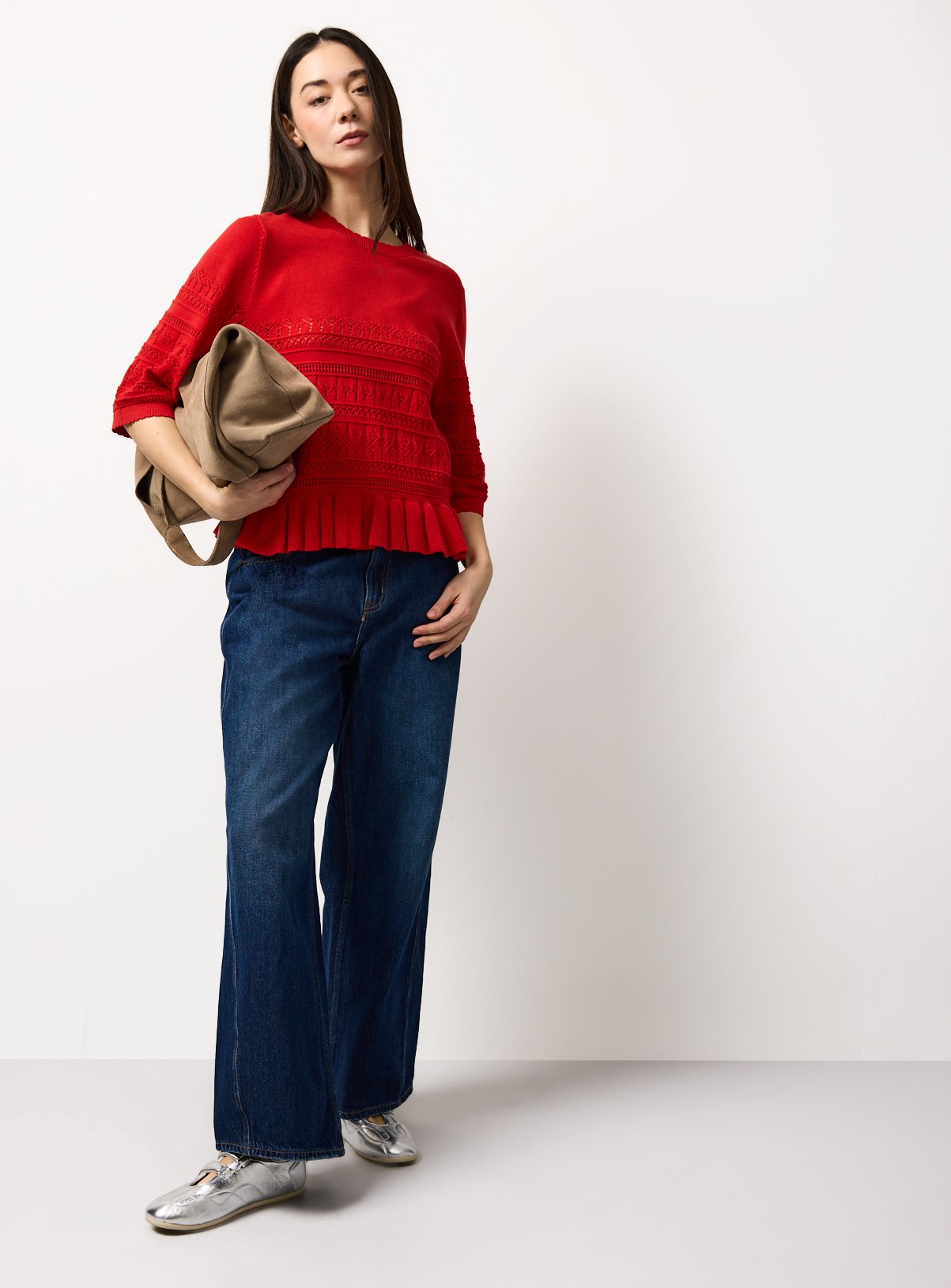 Frill Hem Pointelle Tee 