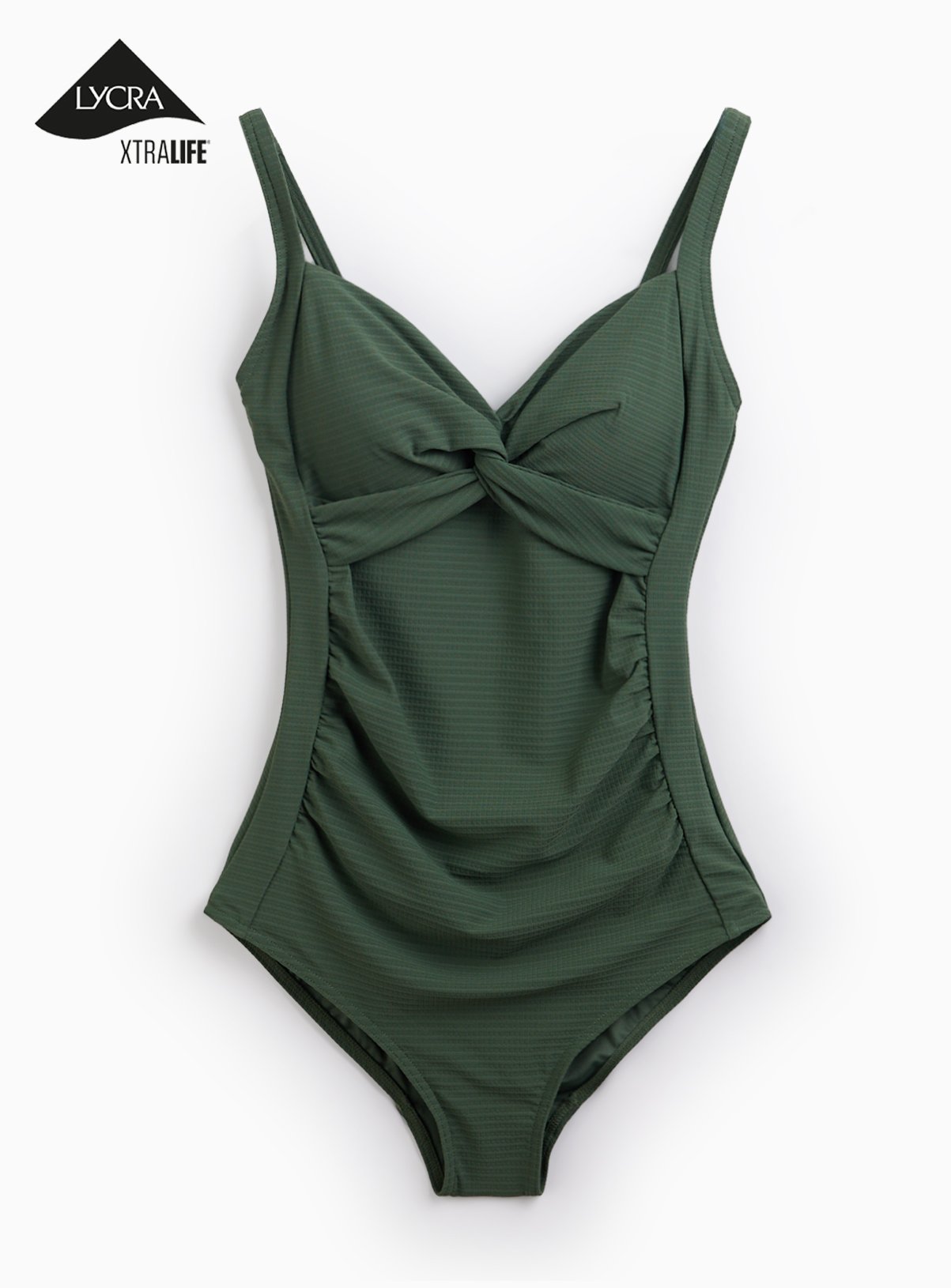 Khaki Textured Low Leg Swimsuit 
