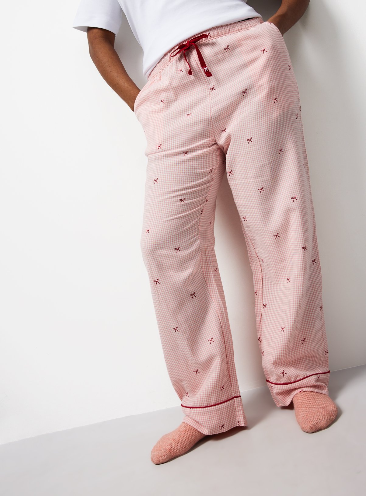 Pink Gingham Woven Pyjama Bottoms 24