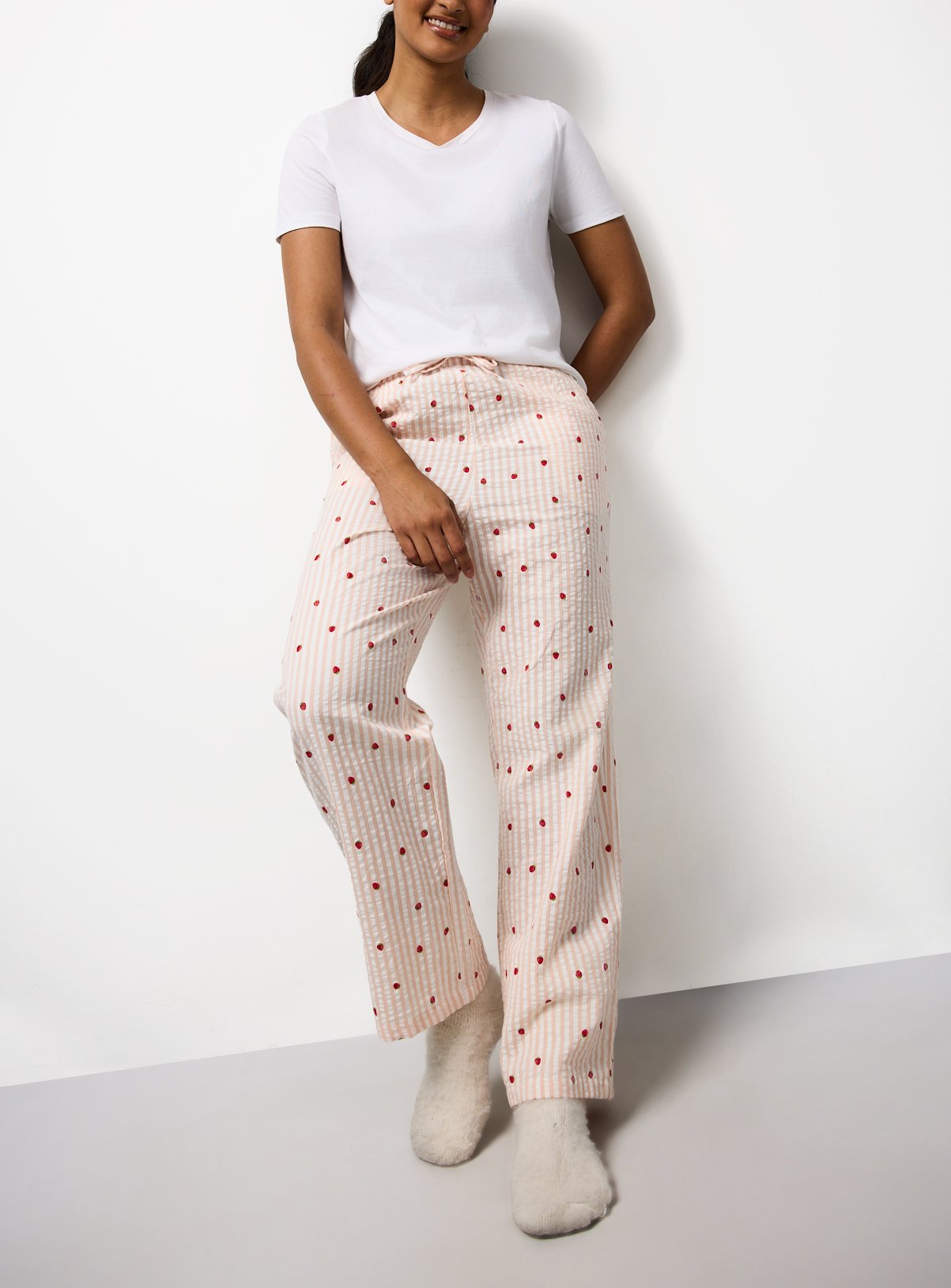 Strawberry Stripe Seersucker Pyjama Bottoms