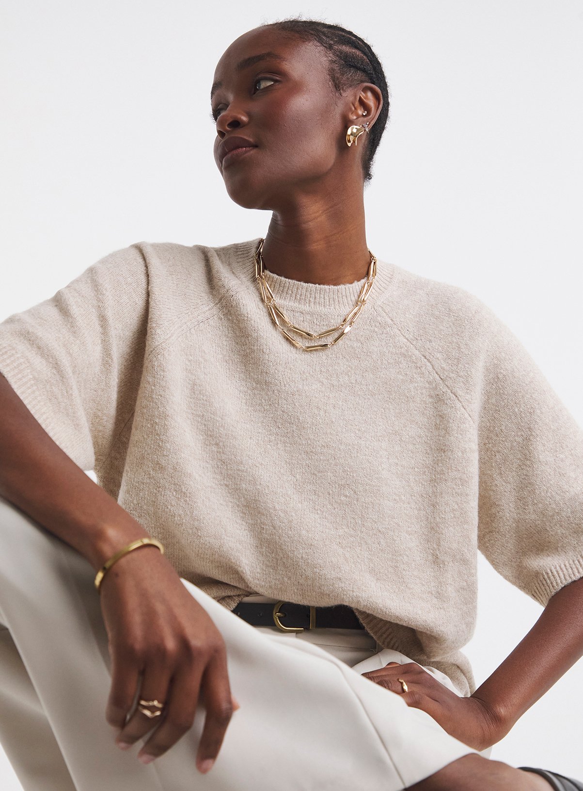 SIMPLY BE Short Sleeve Boxy Knit T Shirt 