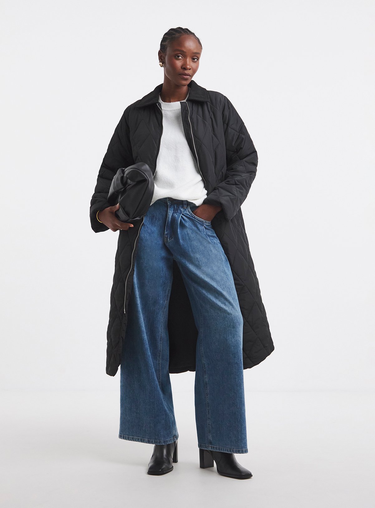 SIMPLY BE Cord Collar Quilted Longline Coat