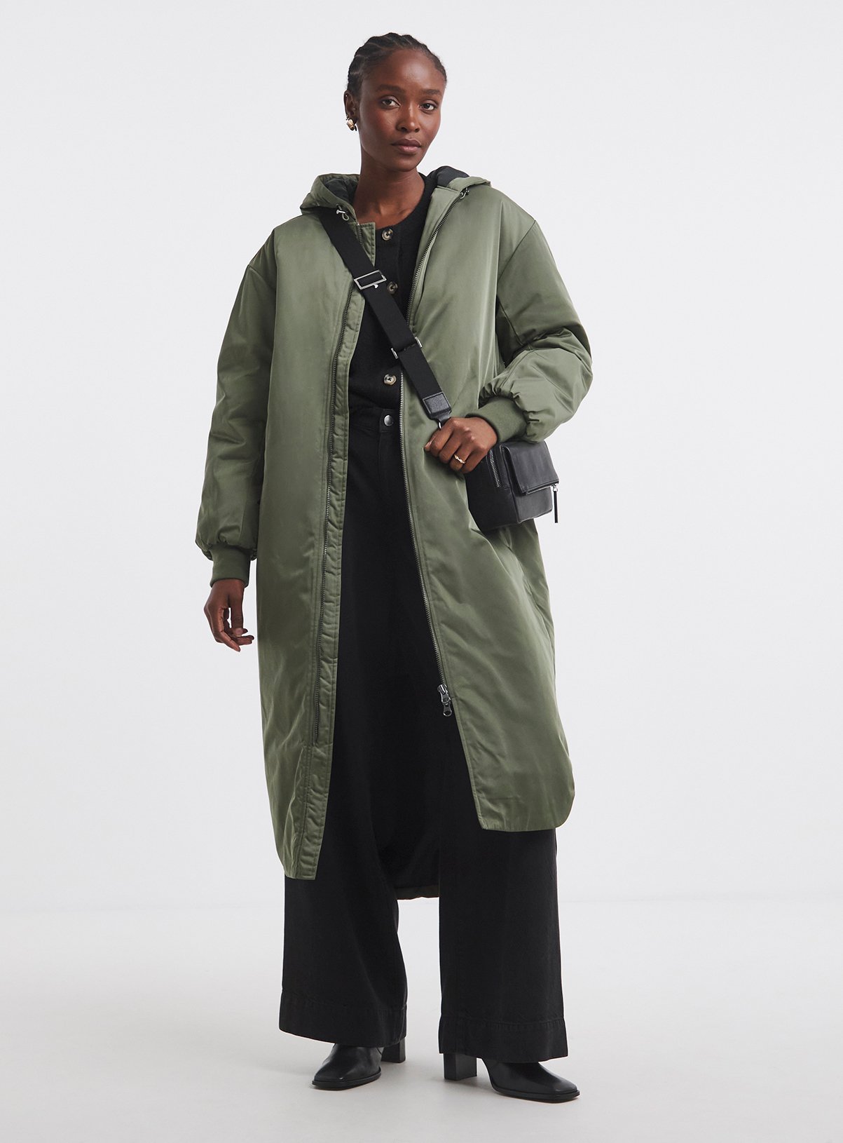 SIMPLY BE Hooded Longline Bomber Khaki 