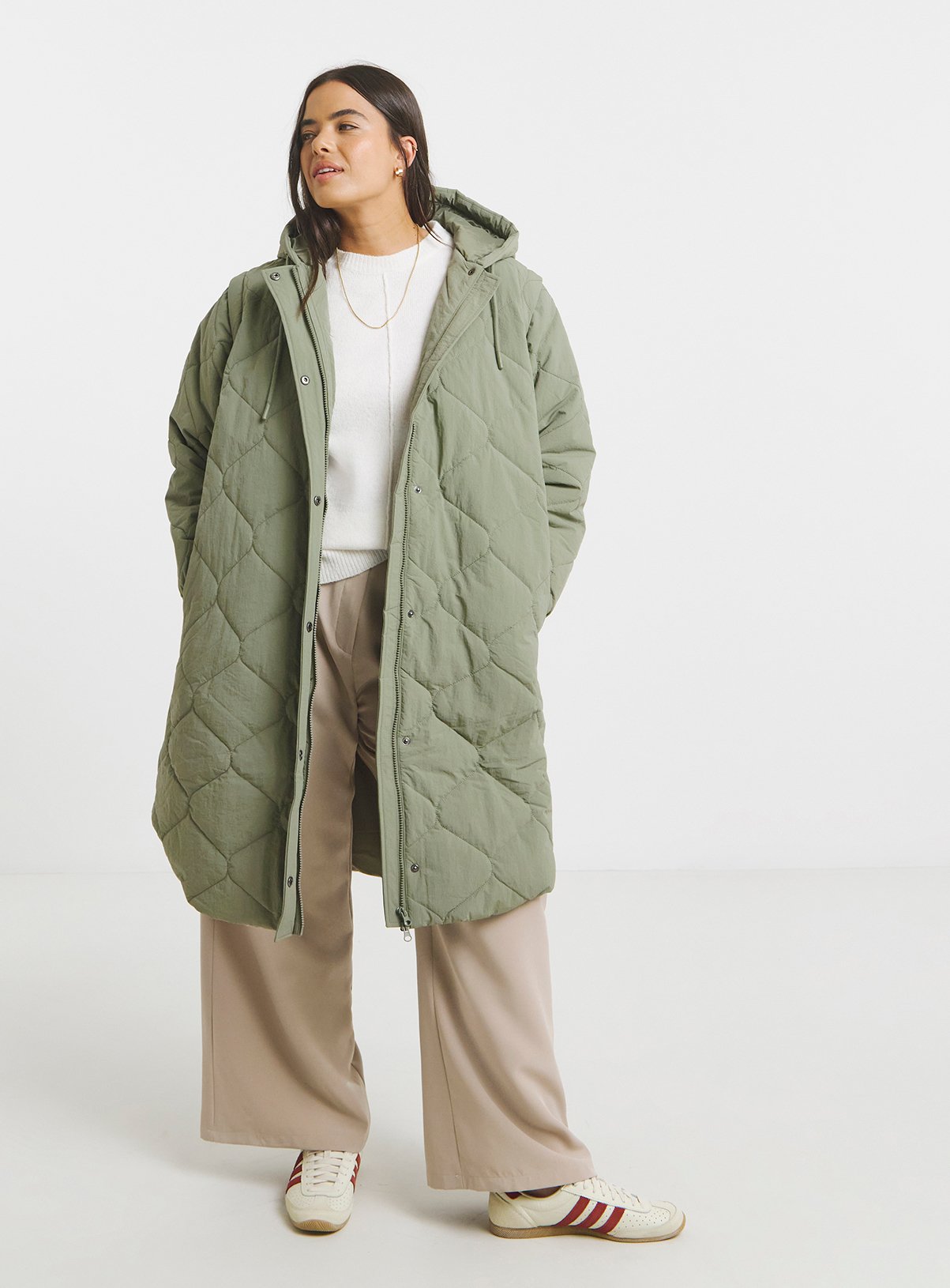 SIMPLY BE Onion Hybrid Quilted Coat Khaki 