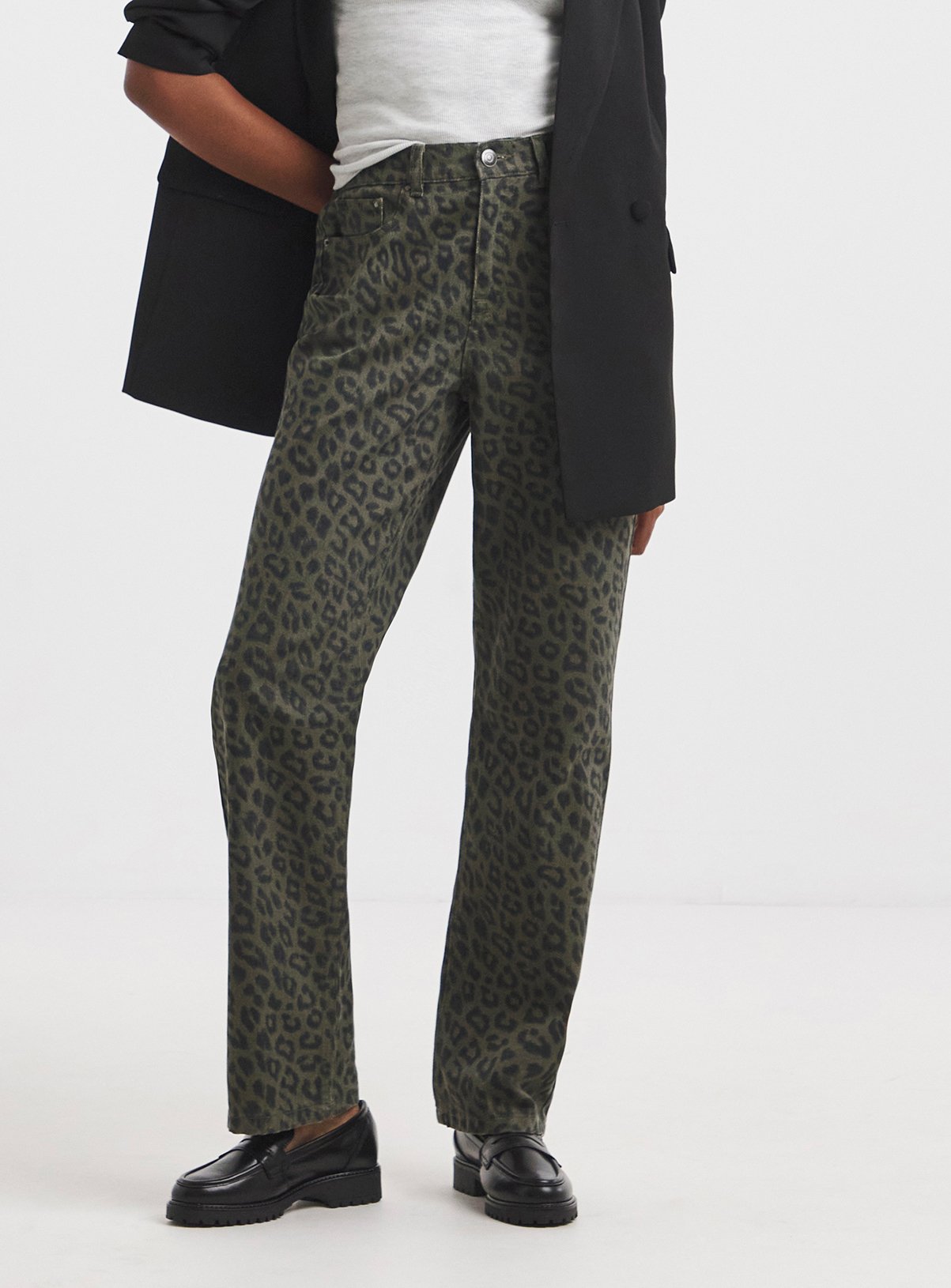 SIMPLY BE Leopard Straight Leg Jean 